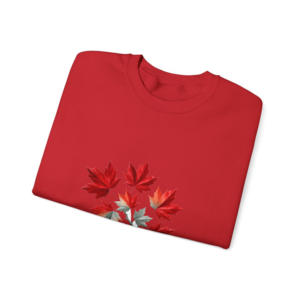 Matching Couple Sweatshirt - Cherry Blossom & Maple Leaf Matching Couple Crewneck Sweatshirt Geometric Art His Hers Couple Gift - Design B