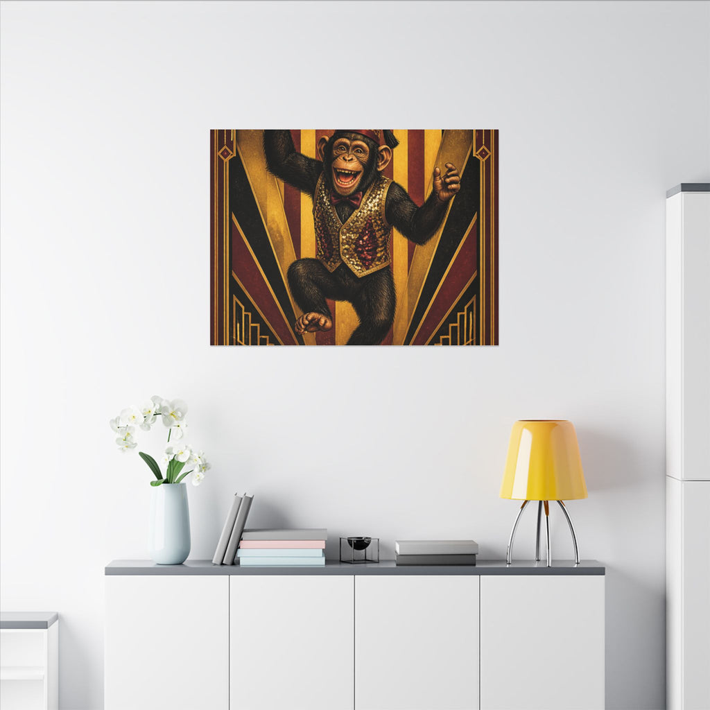 Dancing Monkey Wall Art Canvas 24×36 Art Deco Bar Area Decor Maximalist Print