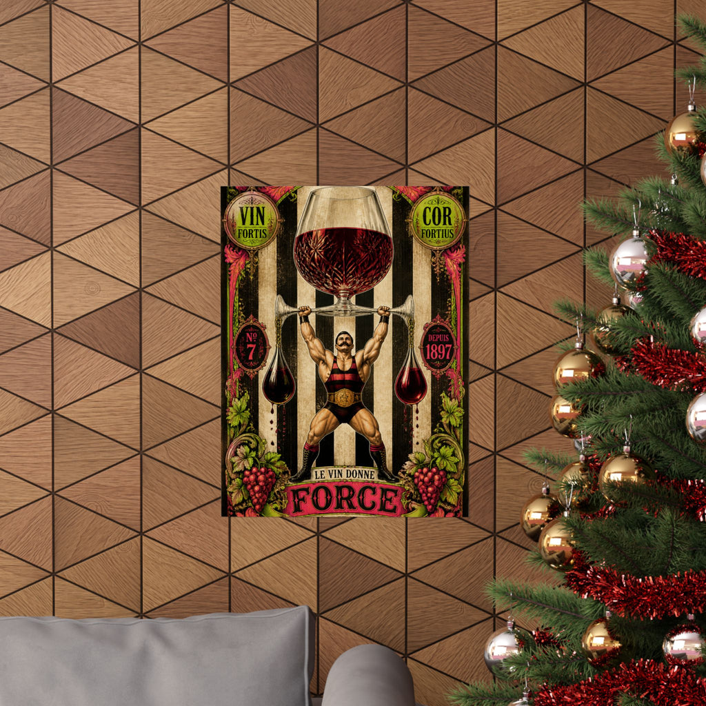 Wine Glass Strongman Wall Art Poster 24×36 Baroque Studio Decor Maximalist Print