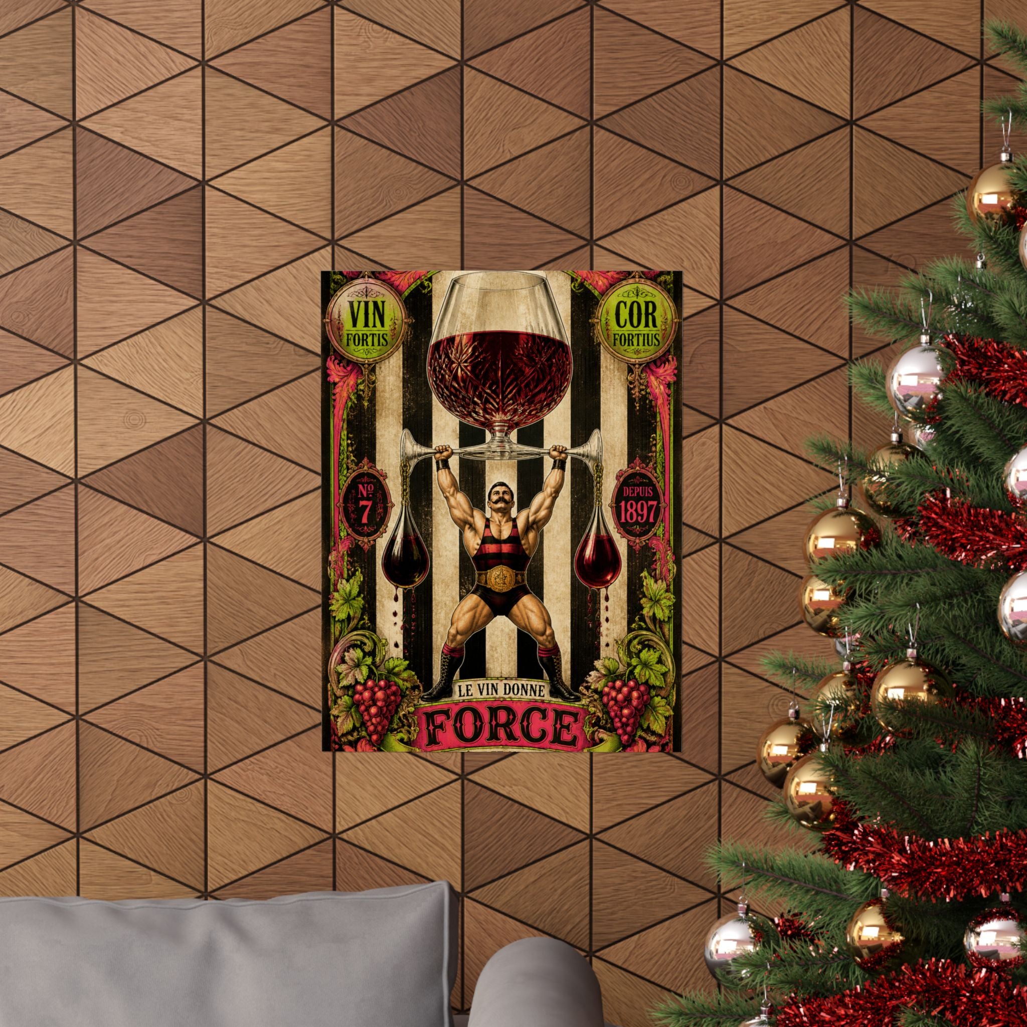 Wine Glass Strongman Wall Art Poster 24×36 Baroque Studio Decor Maximalist Print