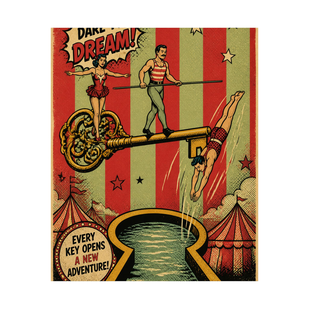 Giant Key Performance Wall Art Poster 18×24 Pop Art Living Room Decor Maximalist Print