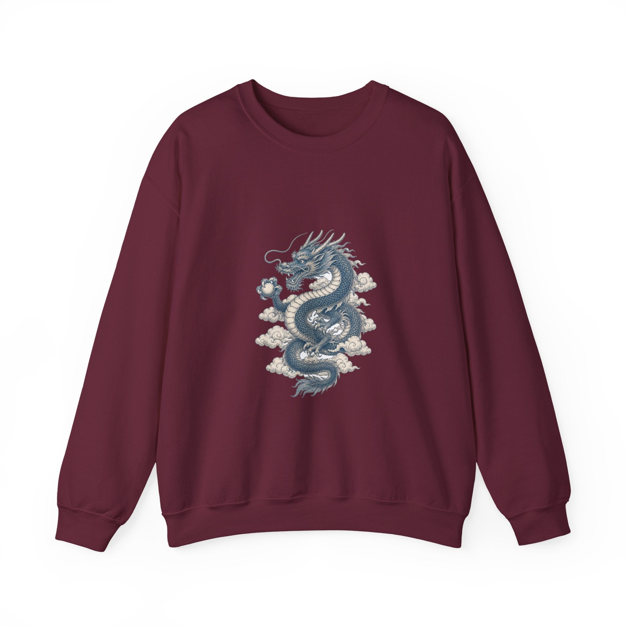Matching Couple Sweatshirt - Dragon & Phoenix Matching Couple Crewneck Sweatshirt Vintage Art His Hers Wedding Gift - Design A