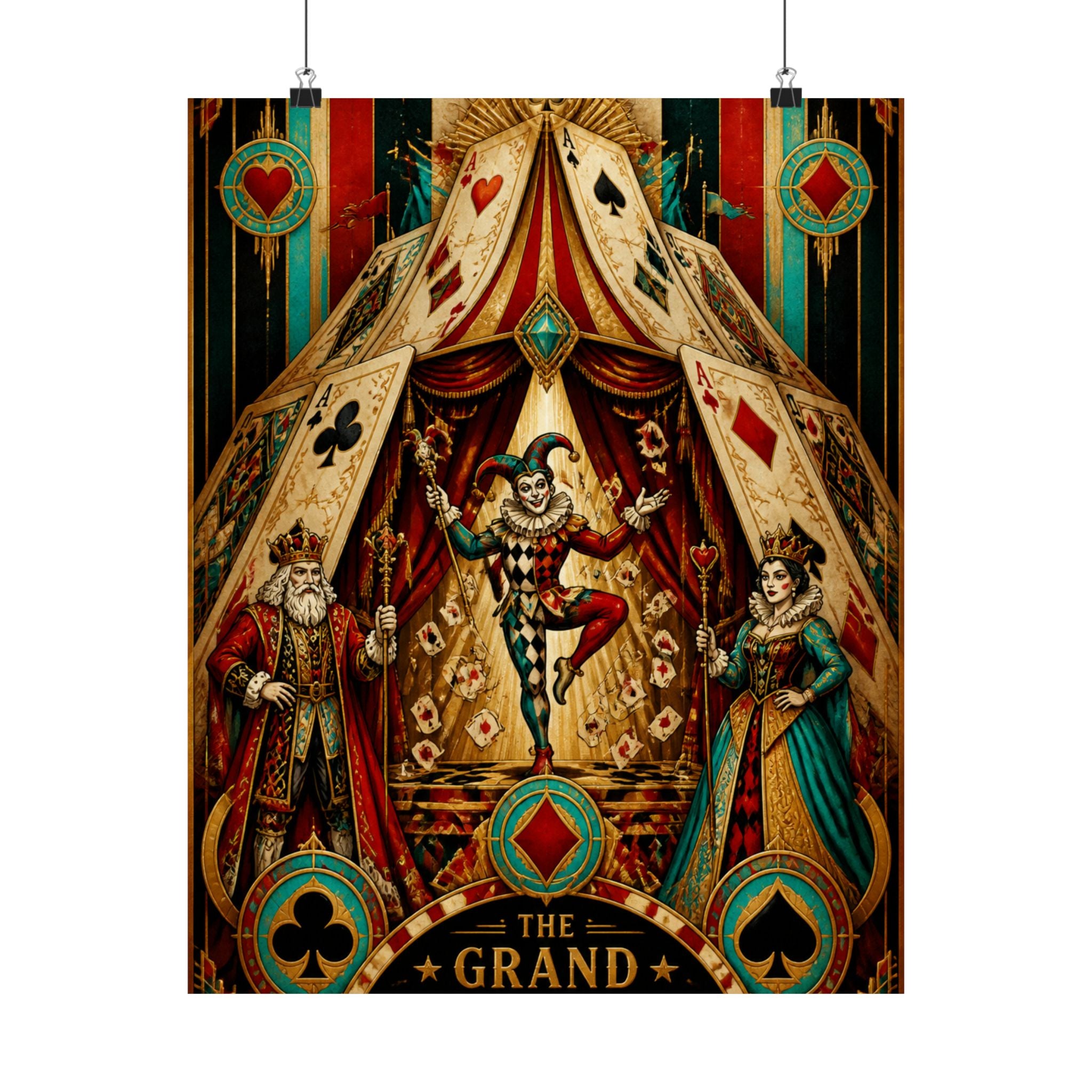 Playing Cards Tent Wall Art Poster 18×24 Art Deco Entryway Decor Maximalist Print