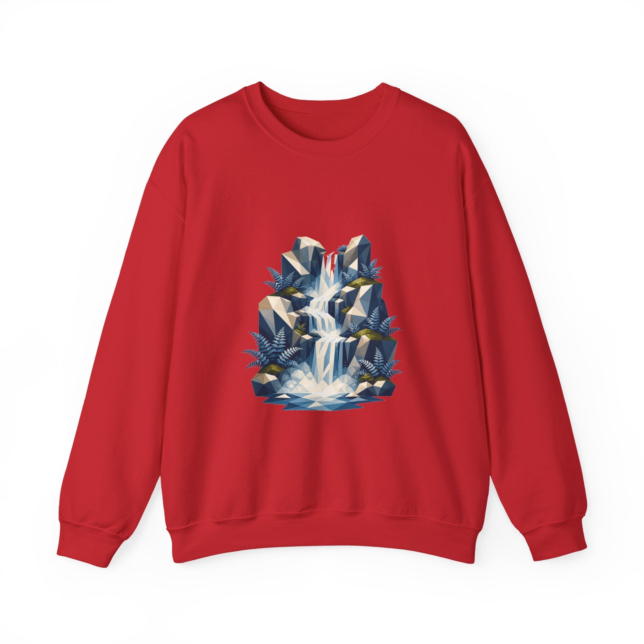 Matching Couple Sweatshirt - Wildfire & Waterfall Matching Couple Crewneck Sweatshirt Geometric Art His Hers Couple Gift - Design B
