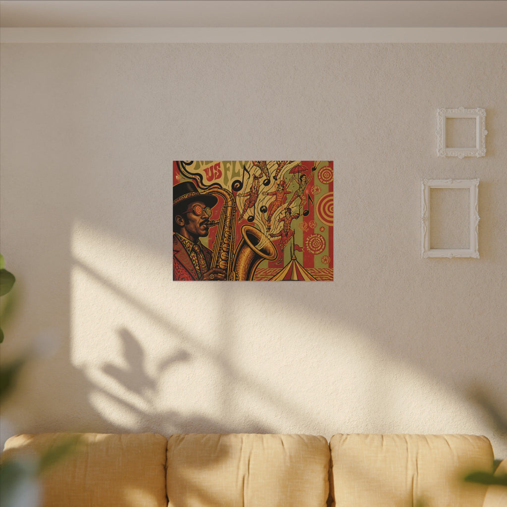 Saxophone Music Circus Wall Art Canvas 24×36 Psychedelic Dining Room Decor Maximalist Print
