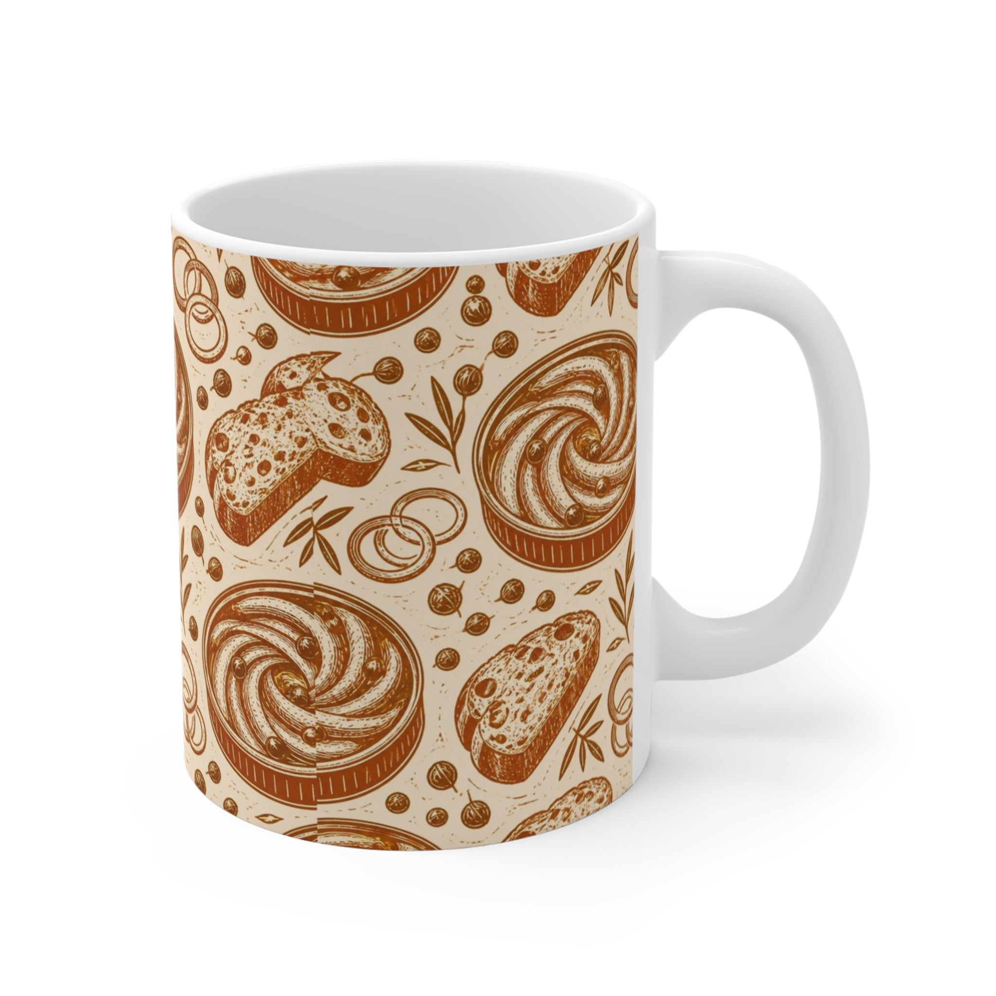 Anchovies & Capers 11oz Ceramic Mug Mediterranean Kitchen Linocut Design Italian Cottagecore Gift