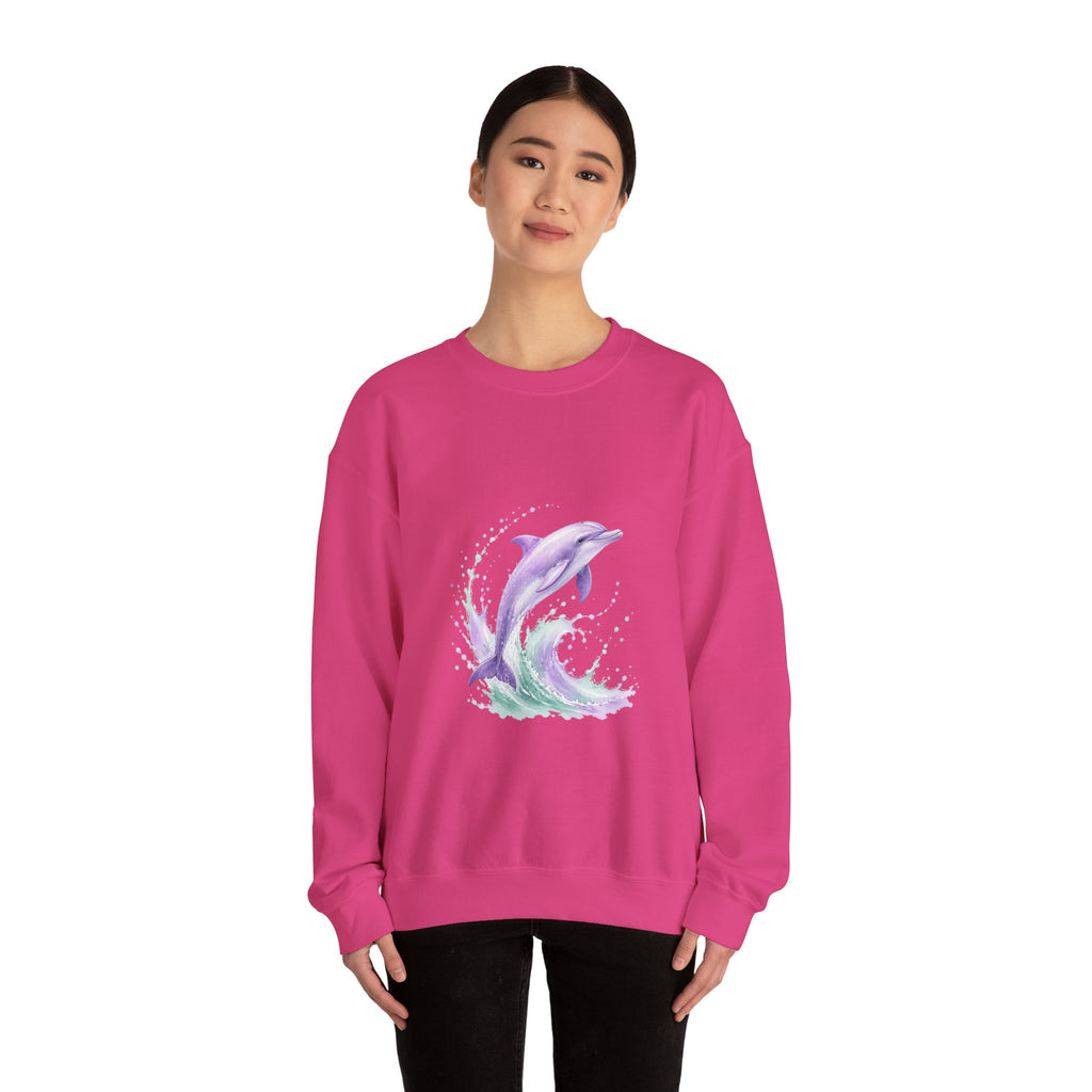 Matching Couple Sweatshirt - Shark & Dolphin Matching Couple Premium Fleece Sweatshirt Watercolor Art His Hers Birthday Gift - Design B