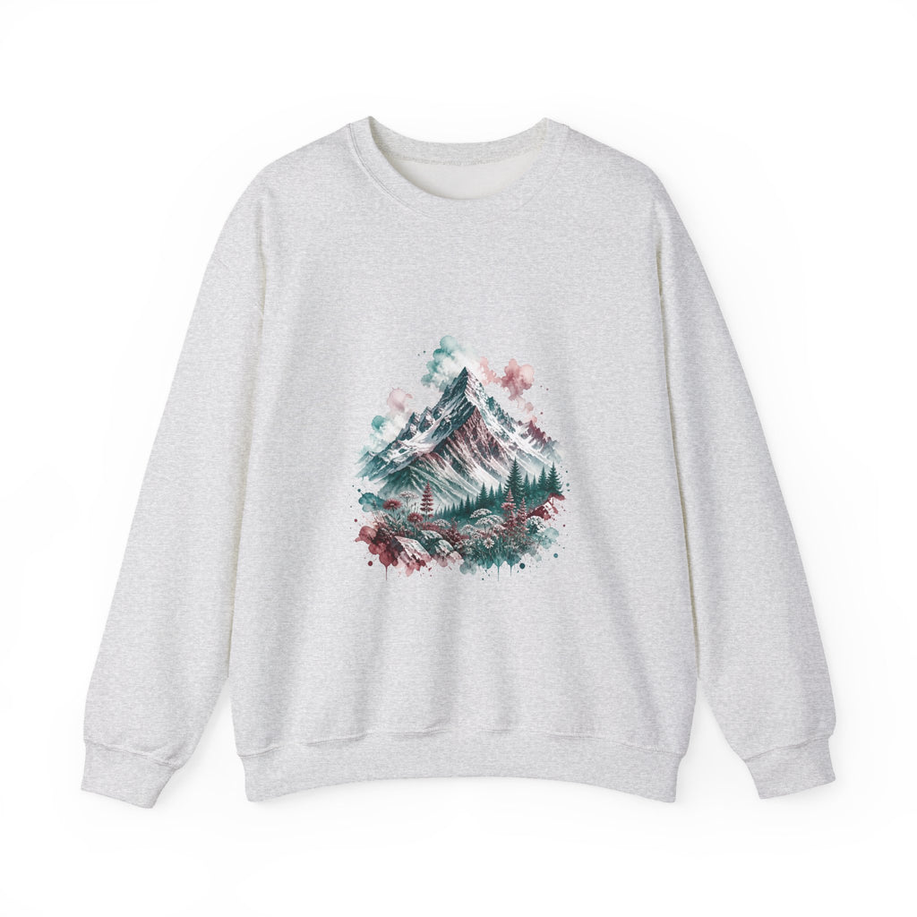 Matching Couple Sweatshirt - Mountain & Ocean Matching Couple Crewneck Sweatshirt Watercolor Art His Hers Engagement Gift - Design A