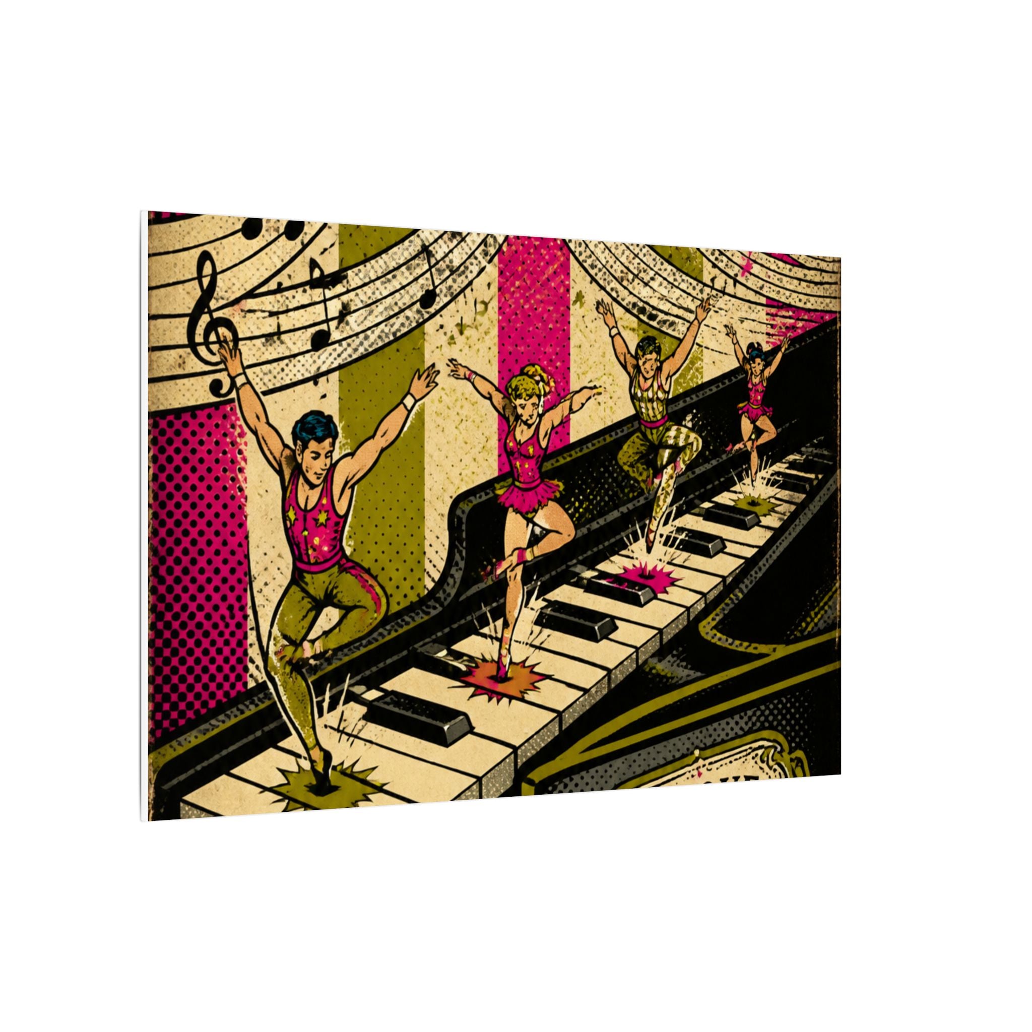 Grand Piano Acrobats Wall Art Canvas 16×20 Pop Art Living Room Decor Maximalist Print