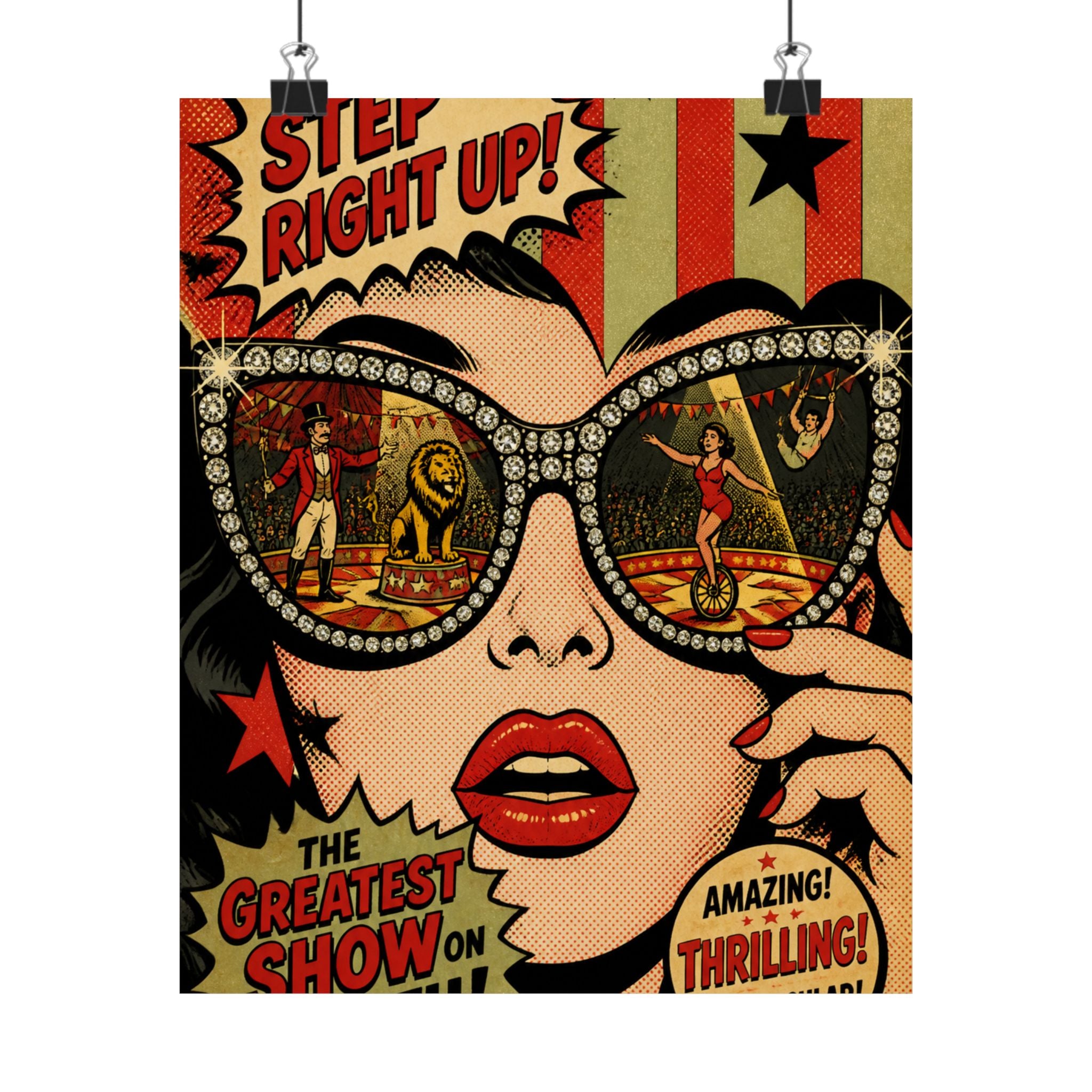 Sunglasses Circus Ring Wall Art Poster 24×36 Pop Art Restaurant Decor Maximalist Print