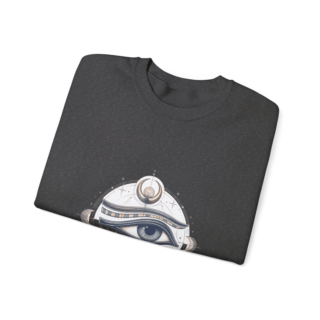 Matching Couple Sweatshirt - Eye of Ra & Horus Matching Couple Crewneck Sweatshirt Hand-Drawn Art His Hers Best Friend Gift - Design B