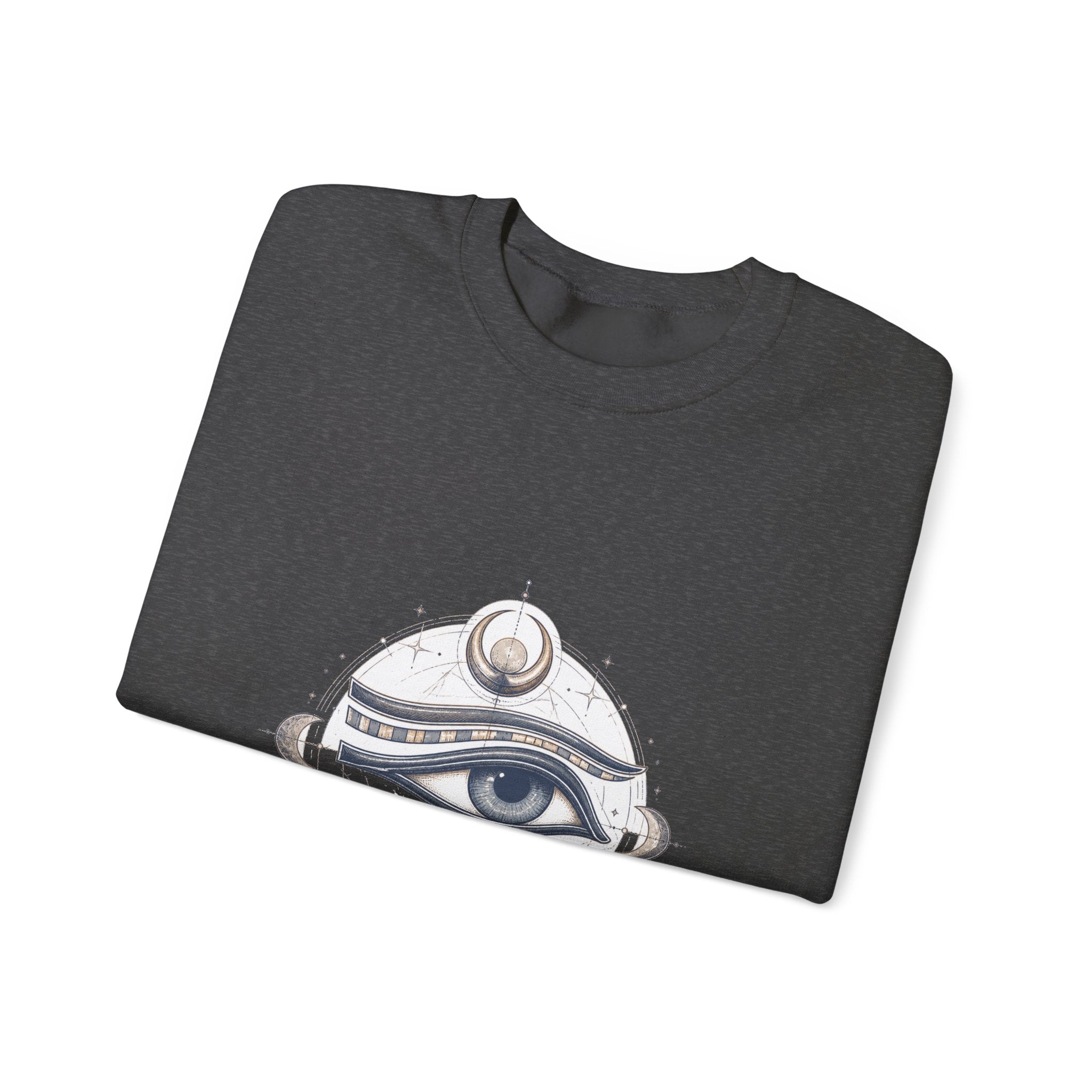 Matching Couple Sweatshirt - Eye of Ra & Horus Matching Couple Crewneck Sweatshirt Hand-Drawn Art His Hers Best Friend Gift - Design B