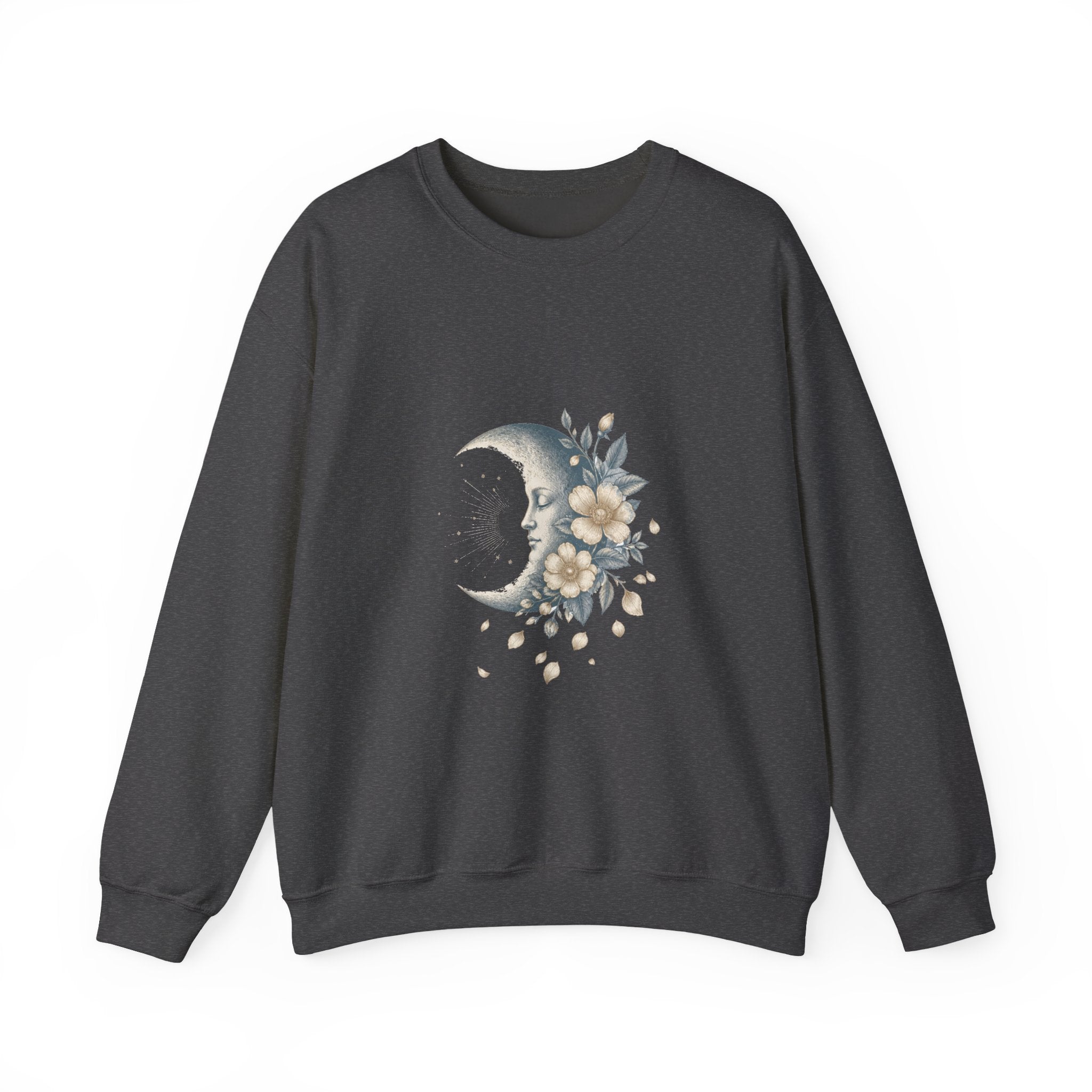 Matching Couple Sweatshirt - Waxing & Waning Moon Matching Couple Comfort Colors Crew Vintage Art His Hers Honeymoon Gift - Design B