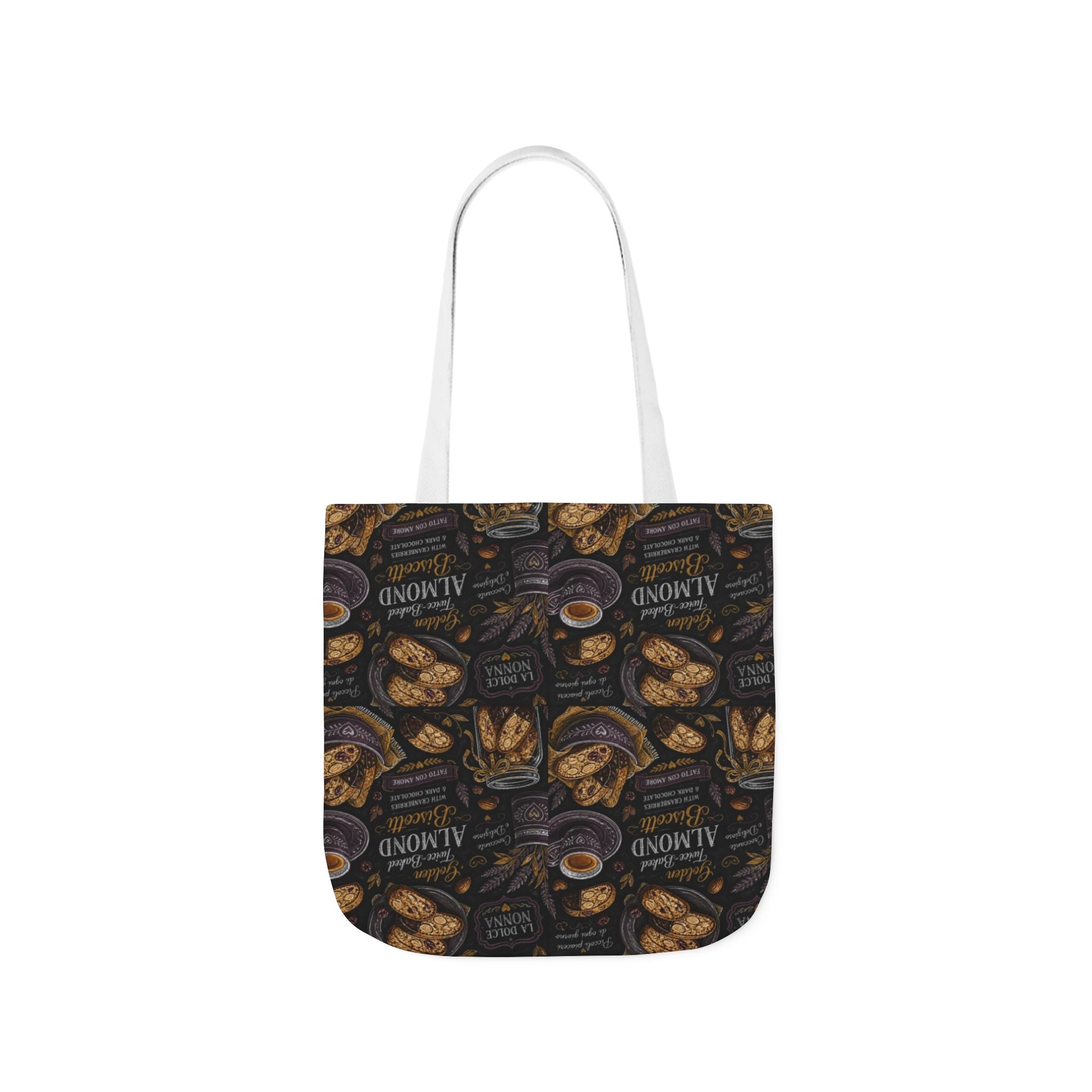 Almond Biscotti Canvas Tote Bag Mediterranean Kitchen Chalk Art Design Italian Cottagecore Gift