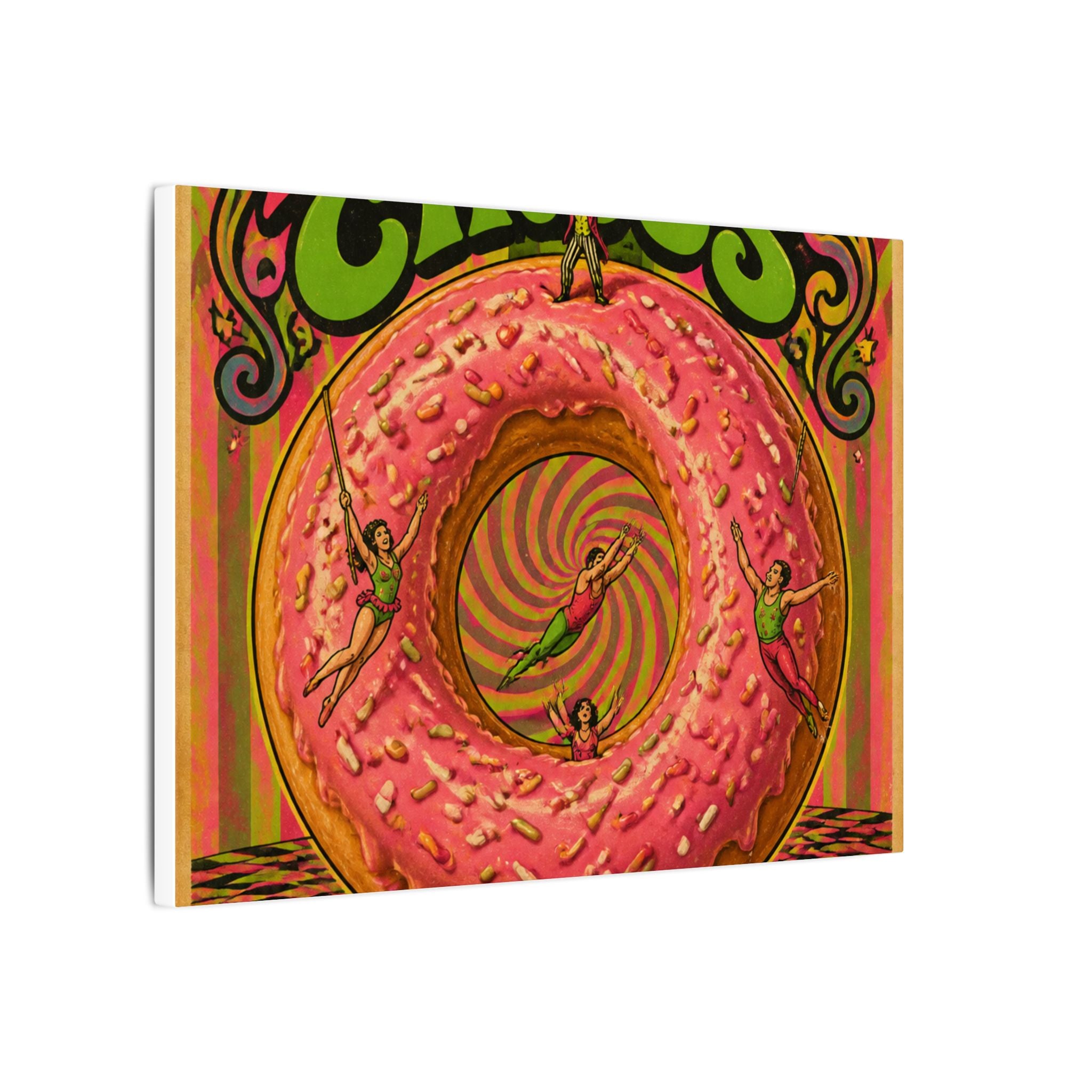 Donut Circus Ring Wall Art Canvas 16×20 Psychedelic Cafe Decor Maximalist Print