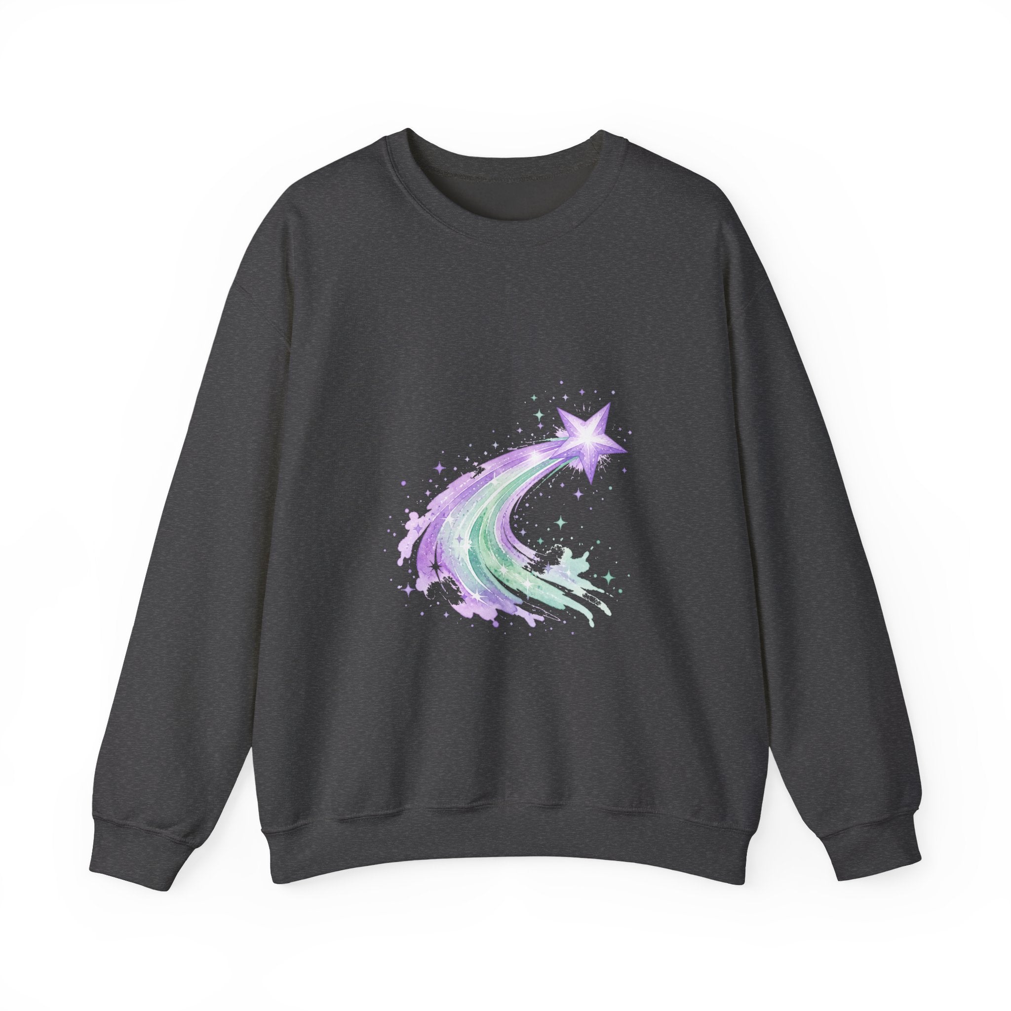 Matching Couple Sweatshirt - Shooting Star & North Star Matching Couple Crewneck Sweatshirt Watercolor Art His Hers Engagement Gift - Design A