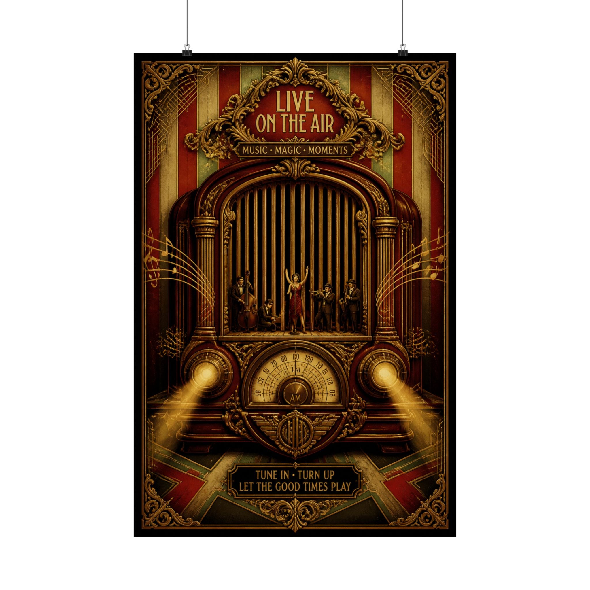 Vintage Radio Stage Wall Art Poster 24×36 Baroque Studio Decor Maximalist Print