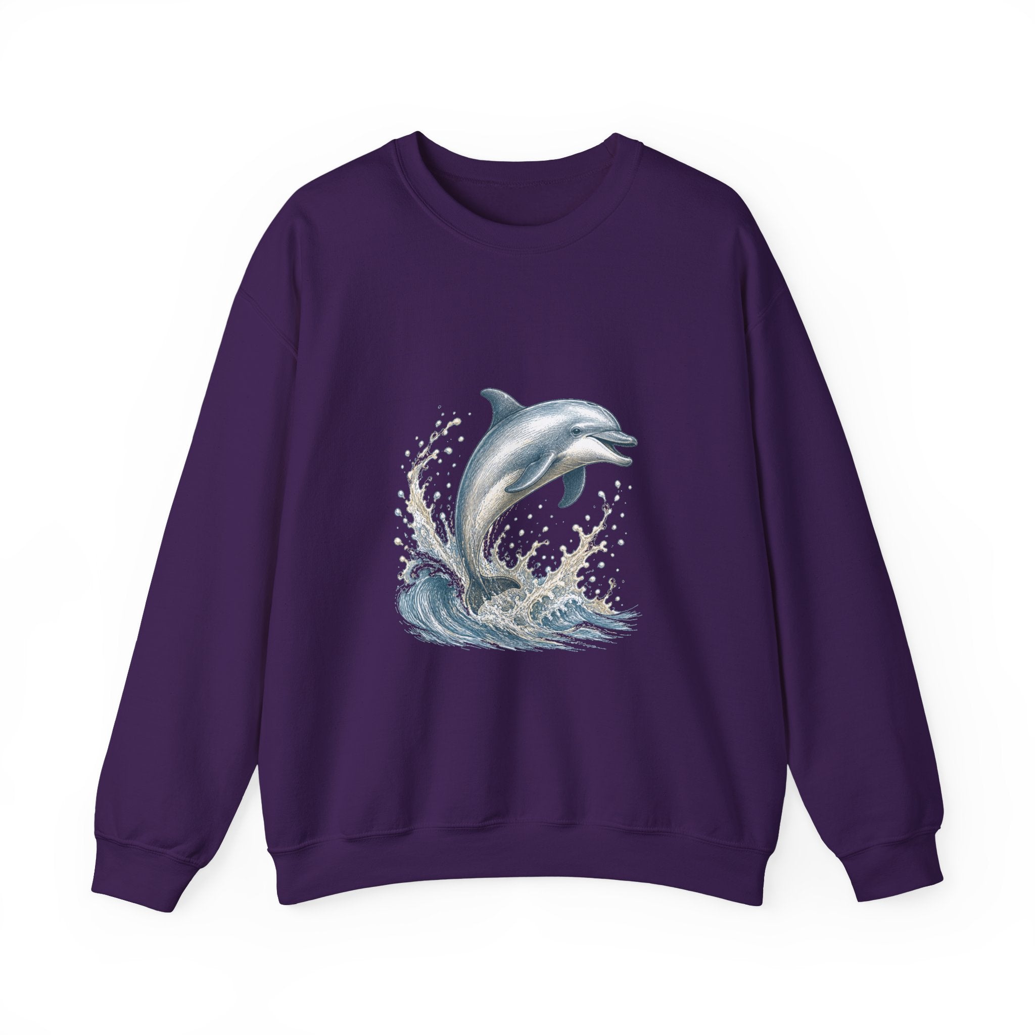 Matching Couple Sweatshirt - Shark & Dolphin Matching Couple Premium Fleece Sweatshirt Hand-Drawn Art His Hers Anniversary Gift - Design B
