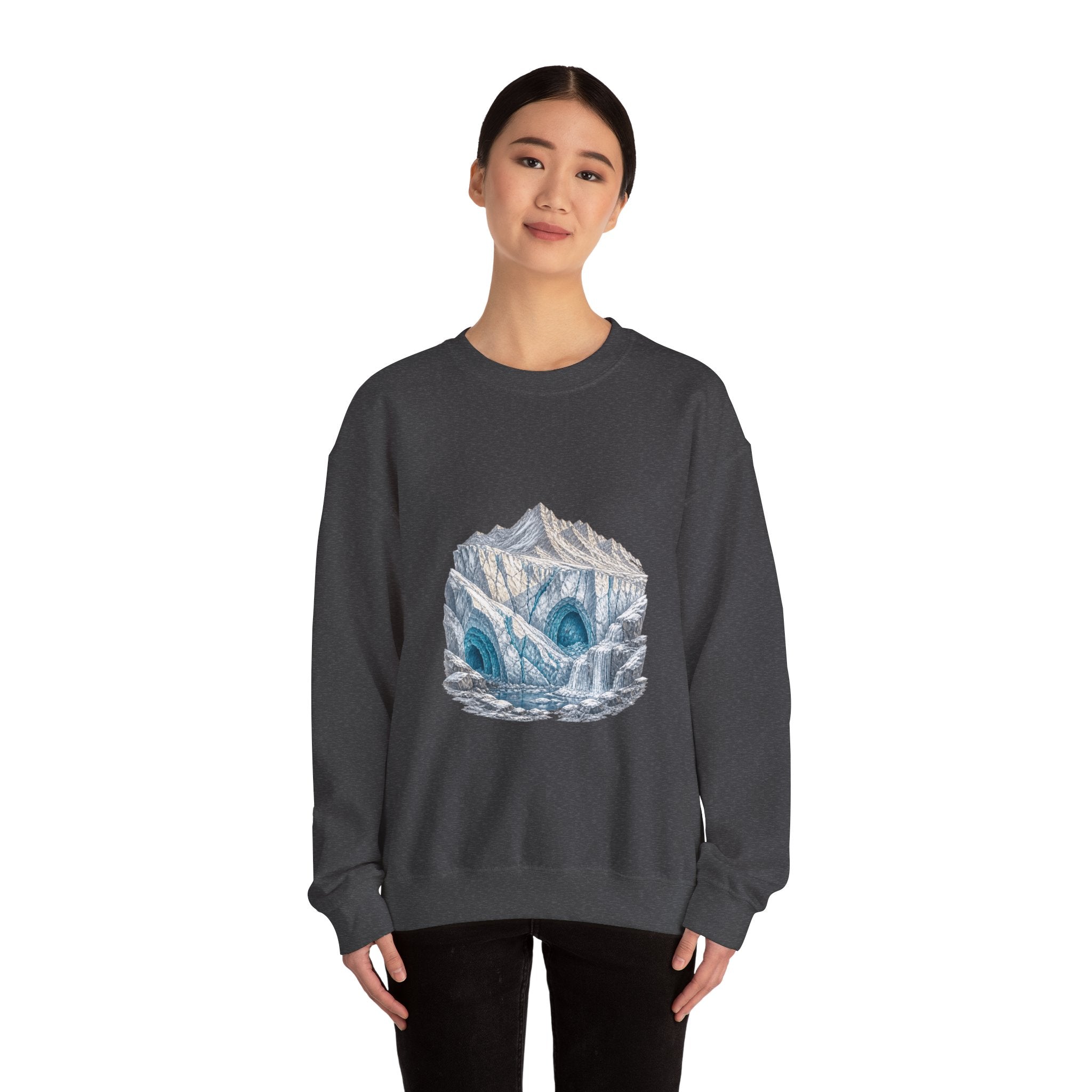 Matching Couple Sweatshirt - Volcano & Glacier Matching Couple Comfort Colors Crew Hand-Drawn Art His Hers Anniversary Gift - Design B