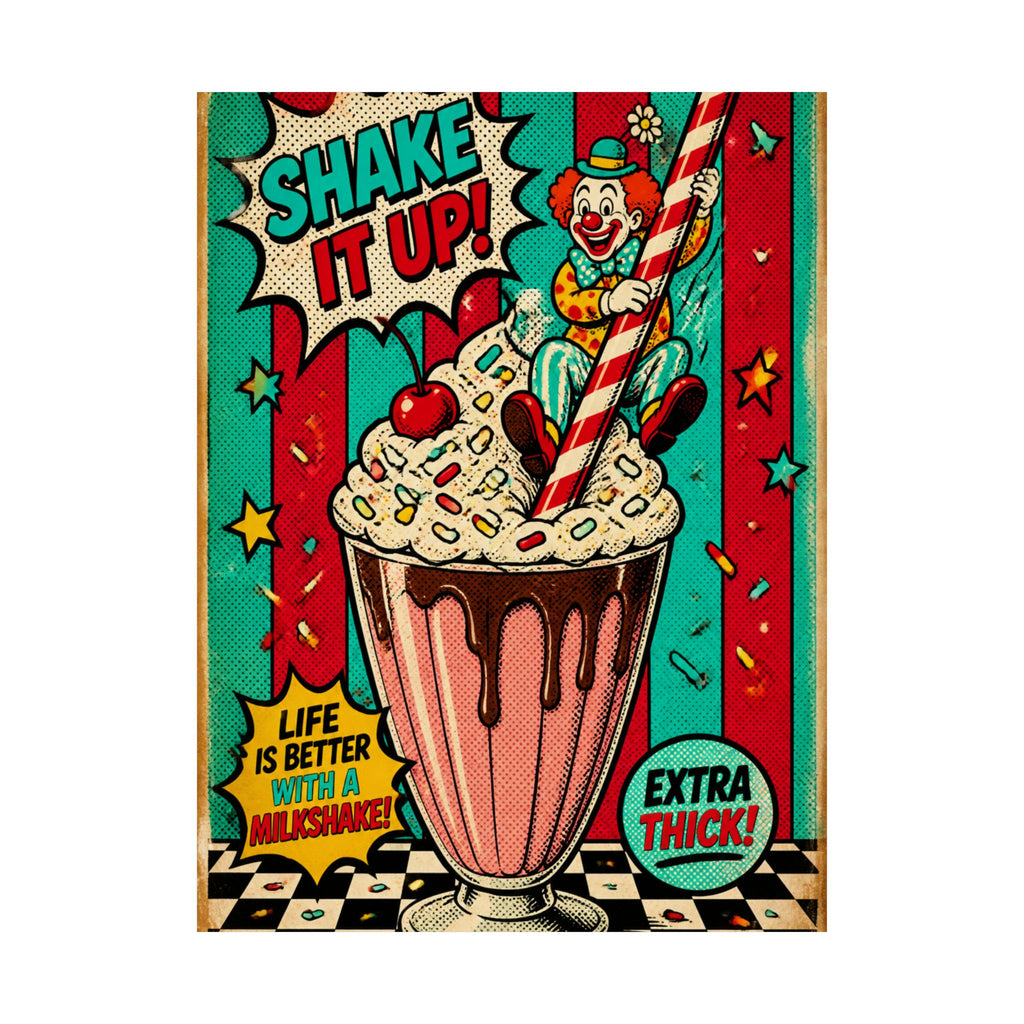 Milkshake Slide Clown Wall Art Poster 18×24 Pop Art Living Room Decor Maximalist Print