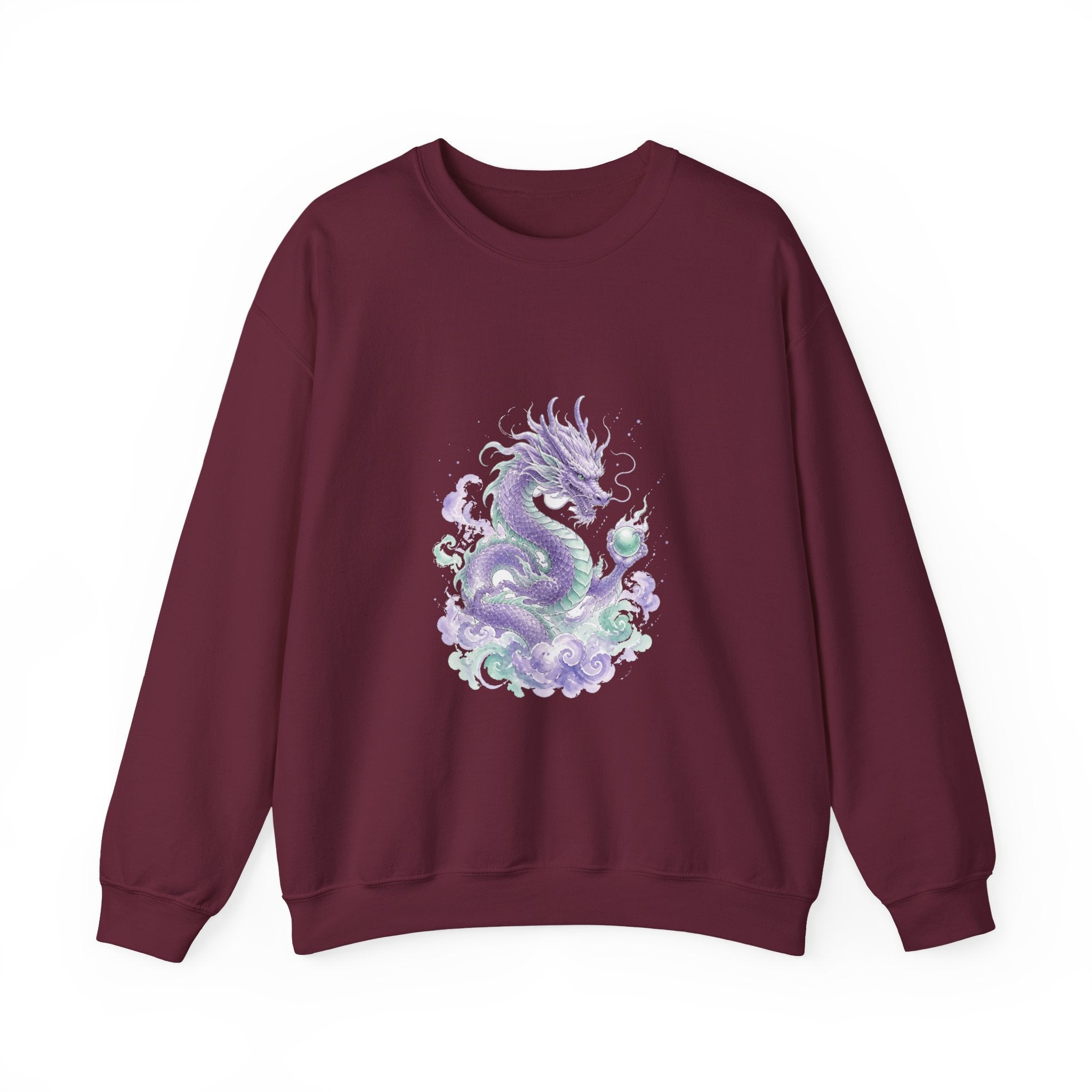 Matching Couple Sweatshirt - Dragon & Phoenix Matching Couple Crewneck Sweatshirt Watercolor Art His Hers Engagement Gift - Design A