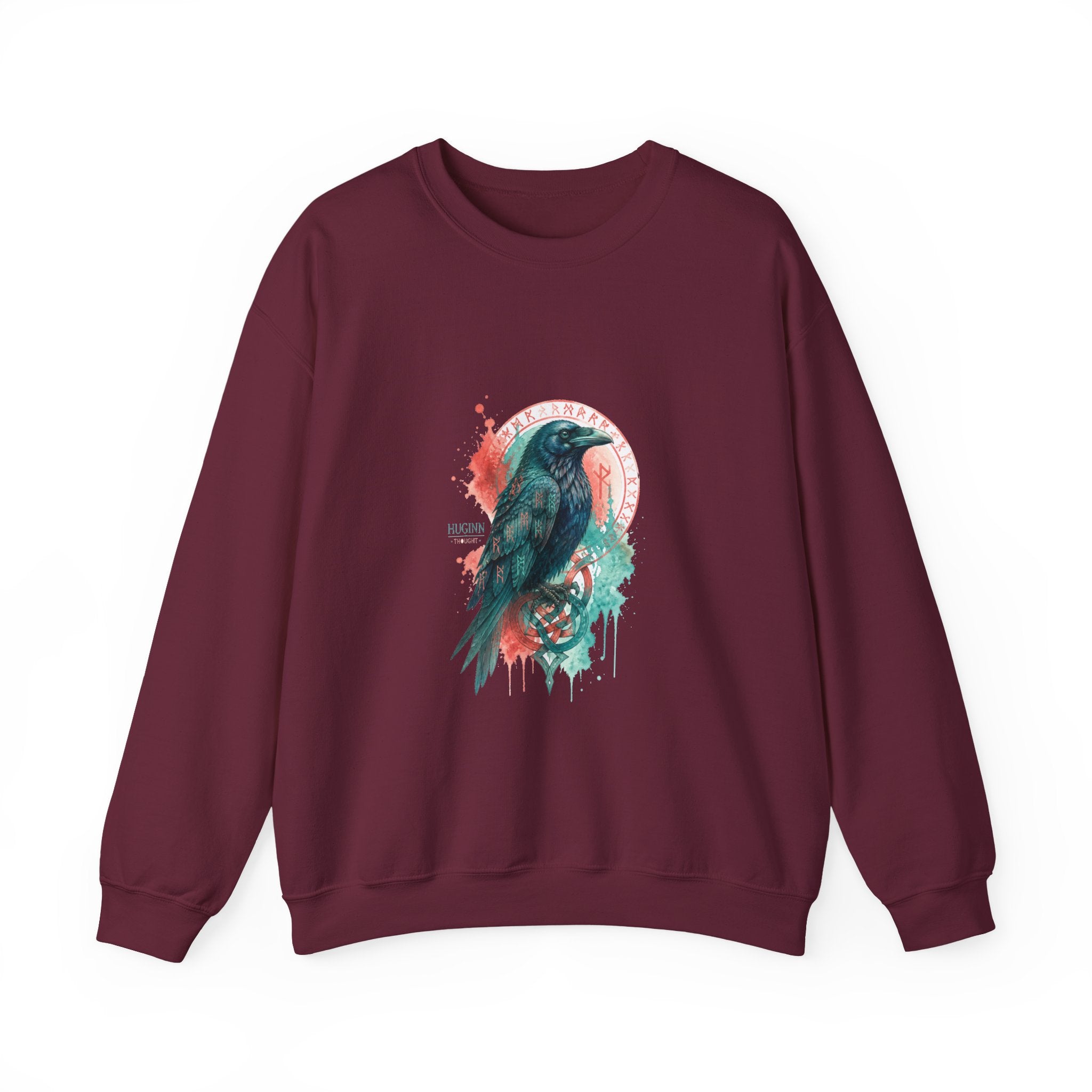 Matching Couple Sweatshirt - Huginn & Muninn Matching Couple Crewneck Sweatshirt Watercolor Art His Hers Engagement Gift - Design A