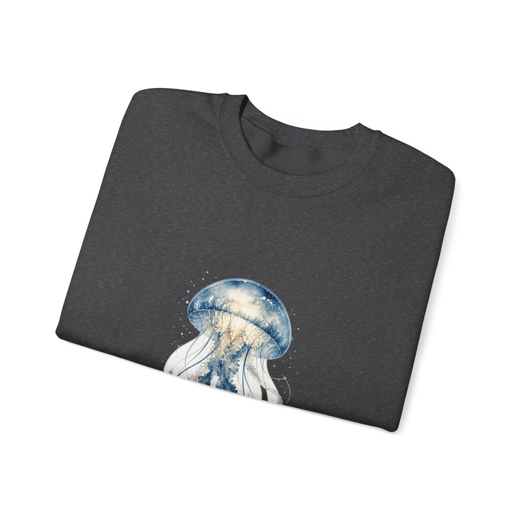 Matching Couple Sweatshirt - Octopus & Jellyfish Matching Couple Crewneck Sweatshirt Watercolor Art His Hers Engagement Gift - Design B