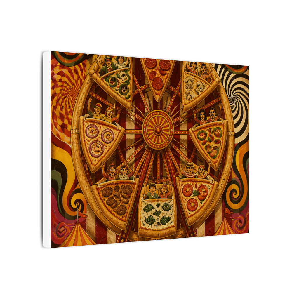 Pizza Ferris Wheel Wall Art Canvas 16×20 Psychedelic Cafe Decor Maximalist Print