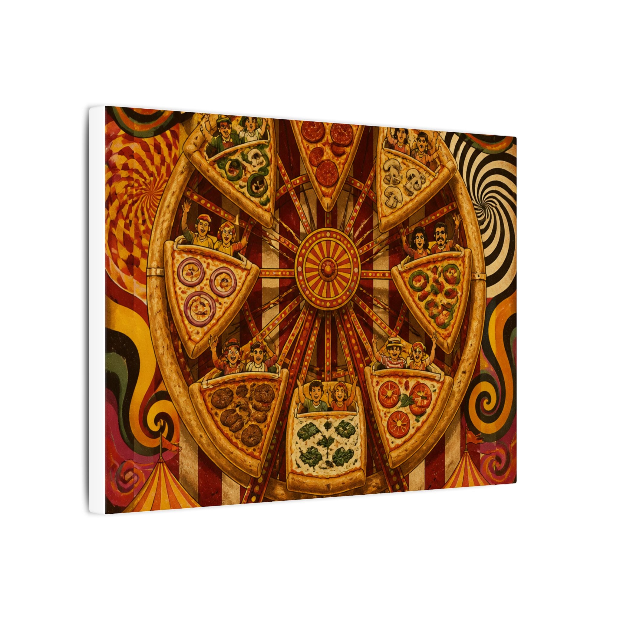 Pizza Ferris Wheel Wall Art Canvas 16×20 Psychedelic Cafe Decor Maximalist Print