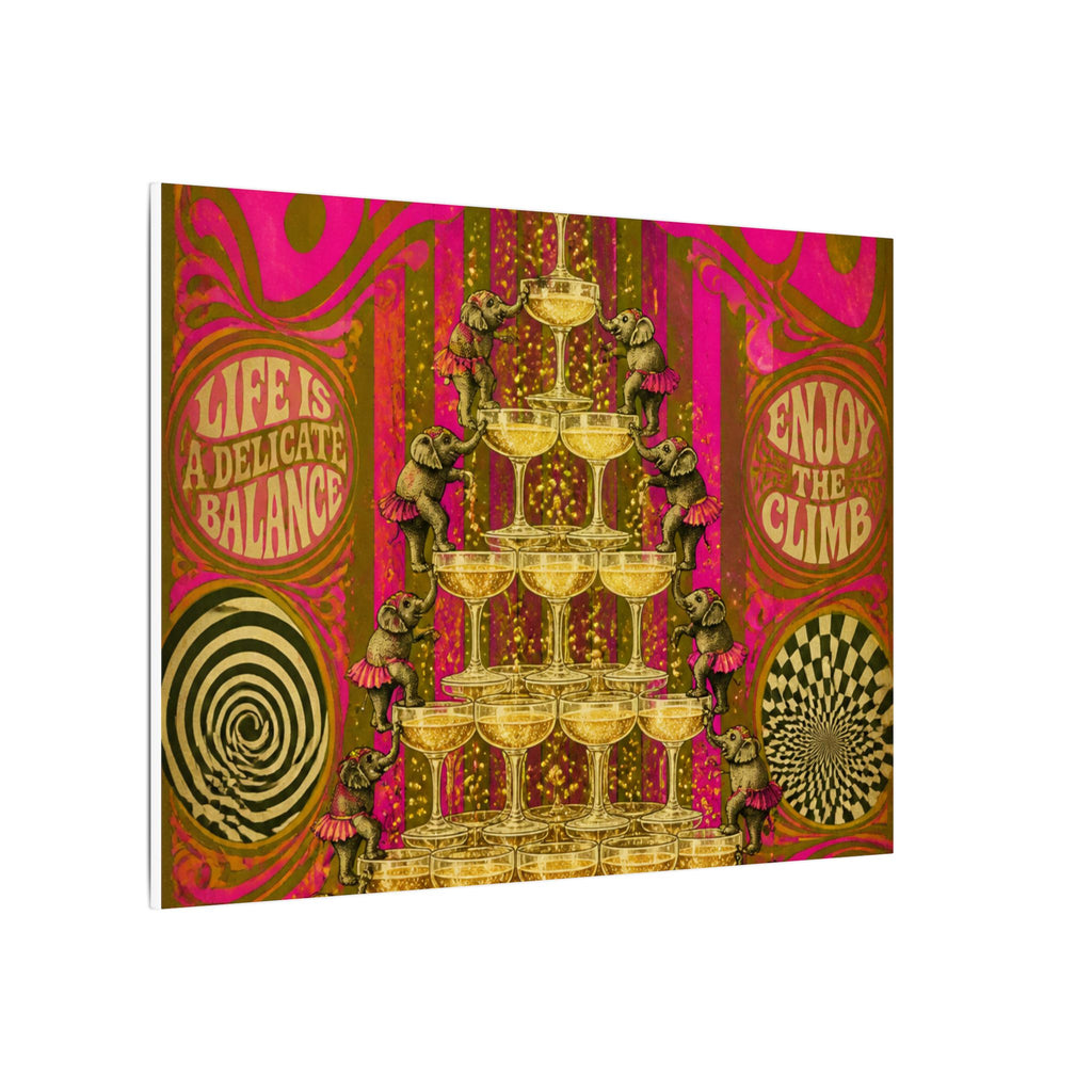 Champagne Tower Elephants Wall Art Canvas 16×20 Psychedelic Cafe Decor Maximalist Print