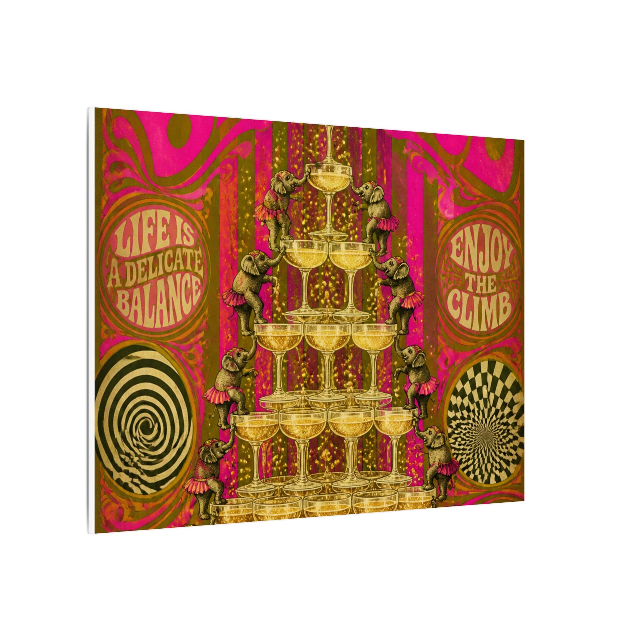 Champagne Tower Elephants Wall Art Canvas 16×20 Psychedelic Cafe Decor Maximalist Print