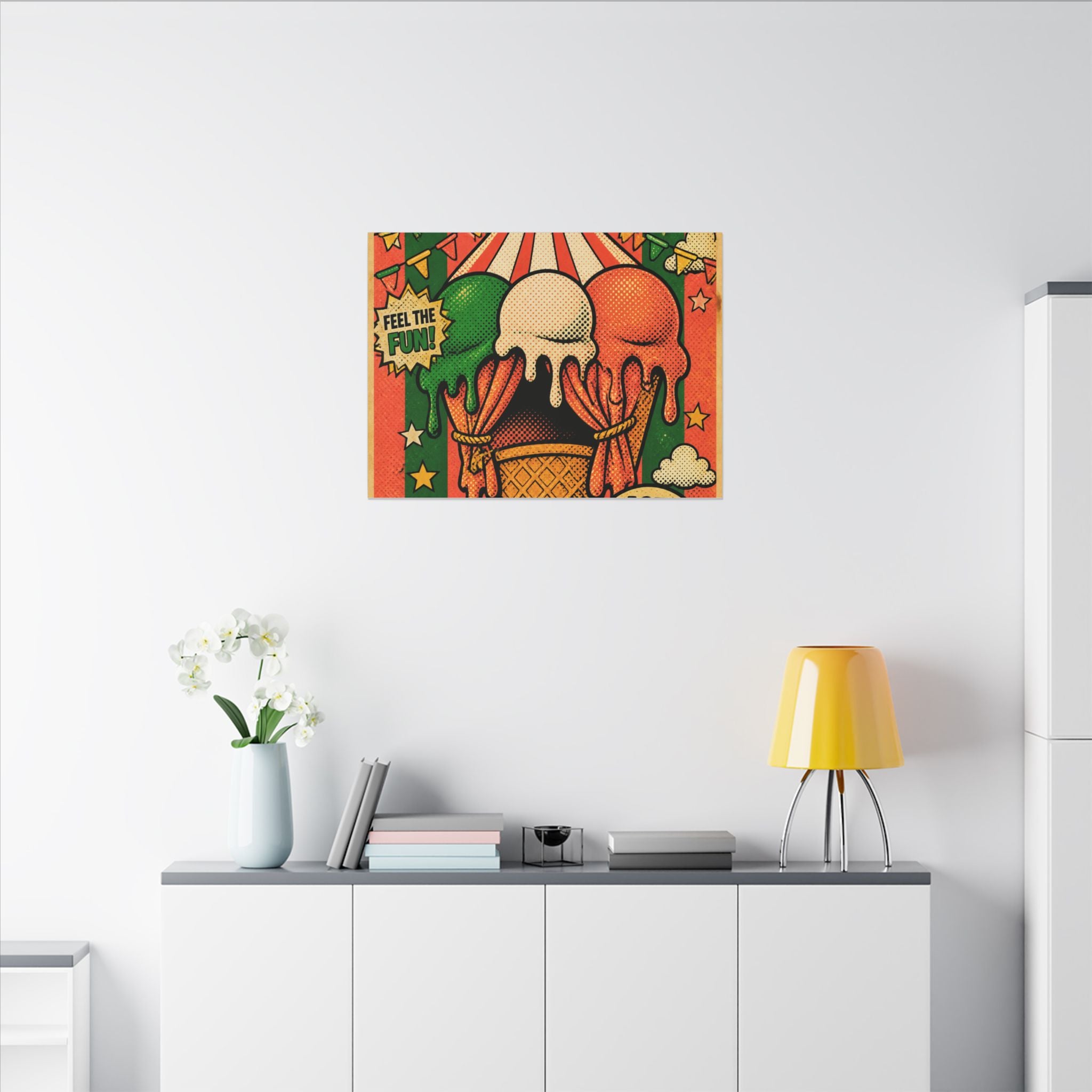 Ice Cream Cone Circus Tent Wall Art Canvas 24×36 Pop Art Restaurant Decor Maximalist Print