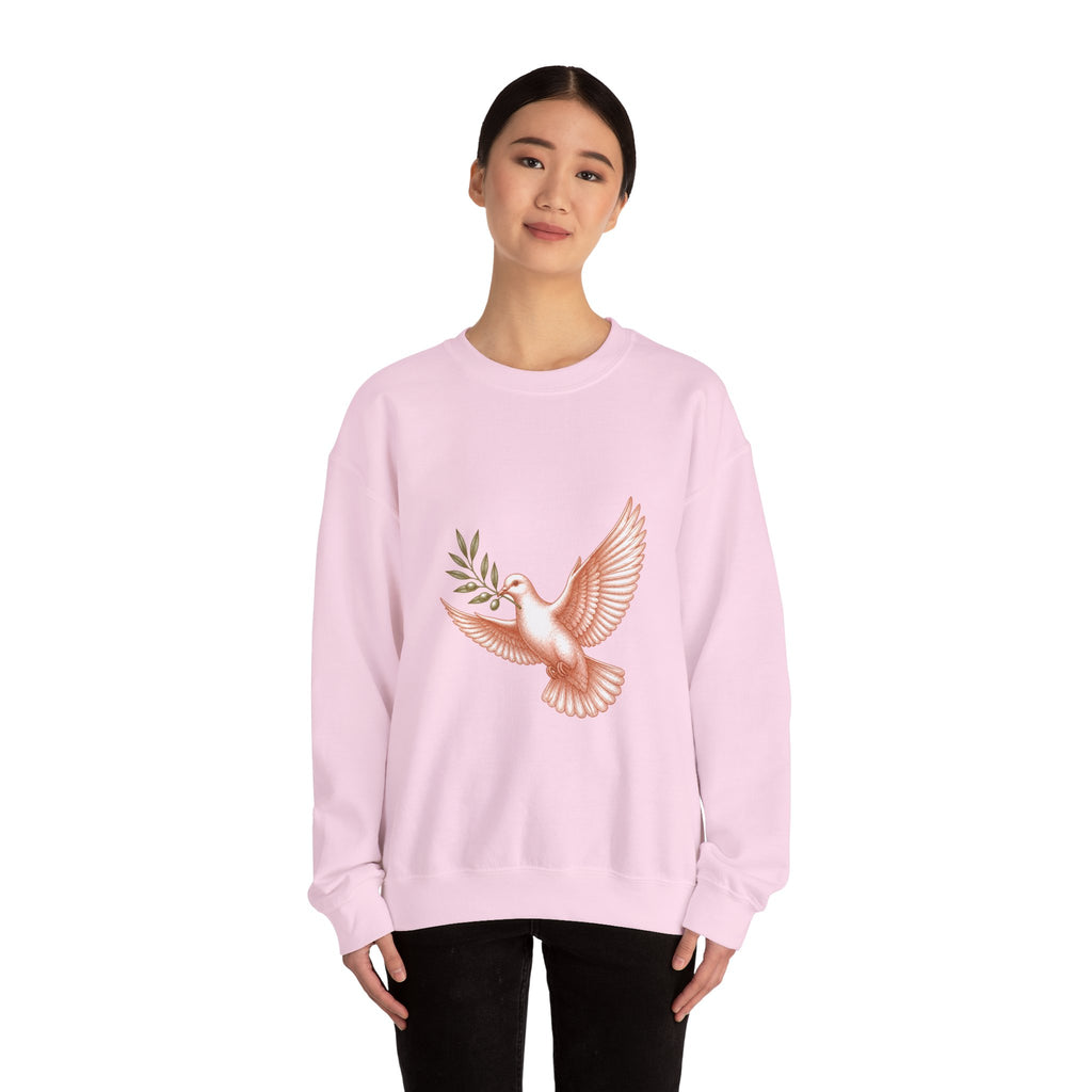 Matching Couple Sweatshirt - Wolf & Dove Matching Couple Crewneck Sweatshirt Vintage Art His Hers Wedding Gift - Design B