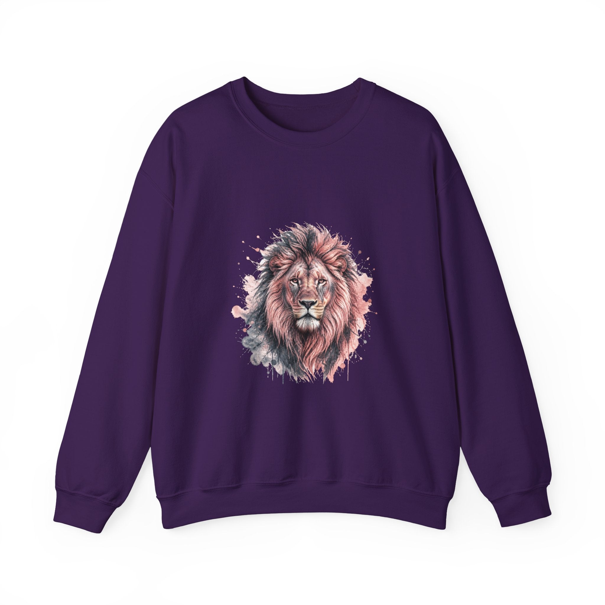 Matching Couple Sweatshirt - Lion & Lamb Matching Couple Crewneck Sweatshirt Watercolor Art His Hers Engagement Gift - Design A