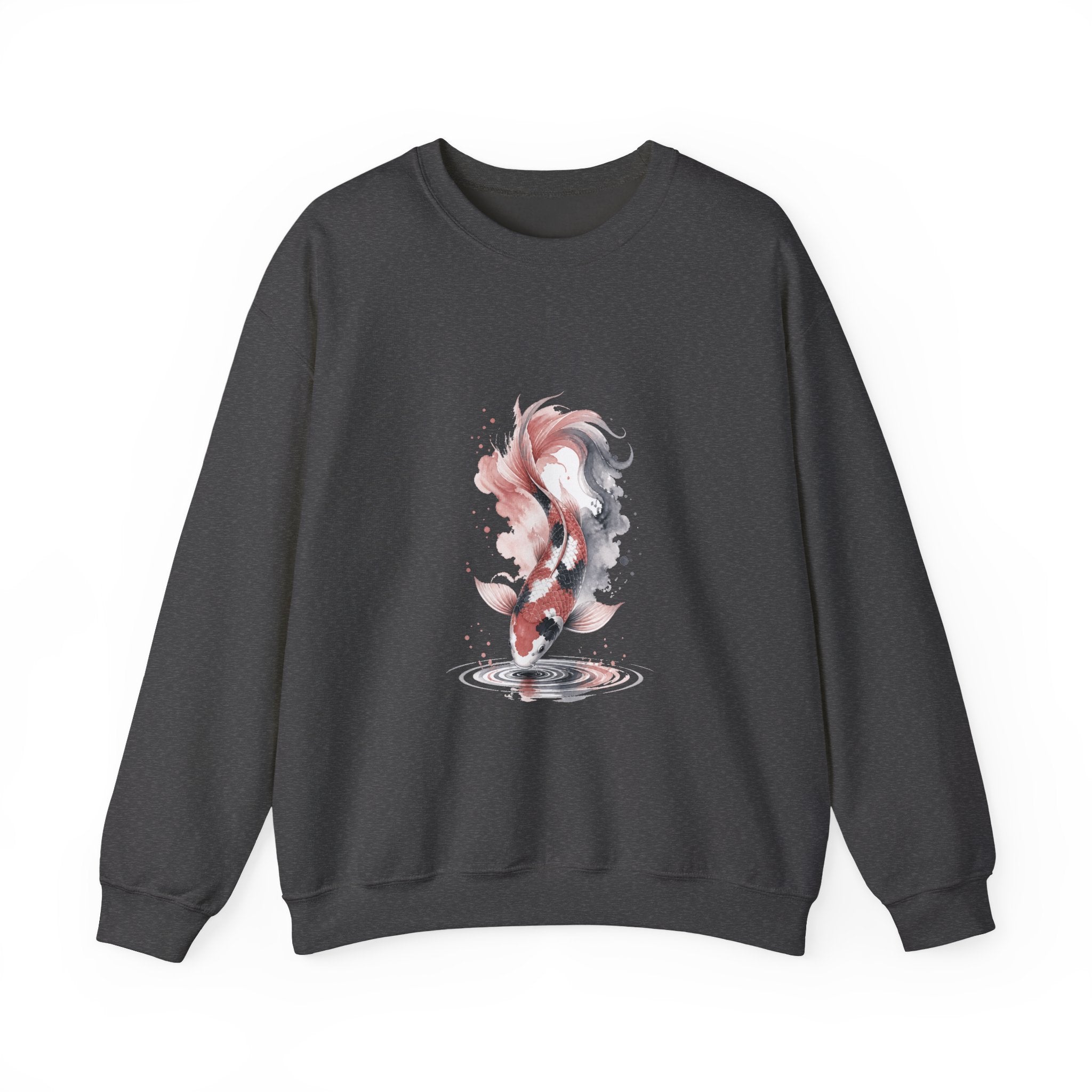Matching Couple Sweatshirt - Koi Fish Yin Yang Matching Couple Crewneck Sweatshirt Watercolor Art His Hers Engagement Gift - Design B