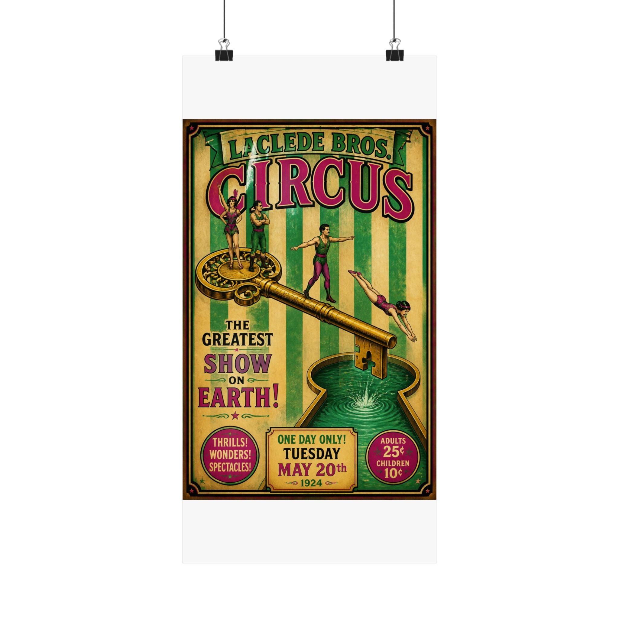 Giant Key Performance Wall Art Poster 24×36 Vintage Circus Bedroom Decor Maximalist Print