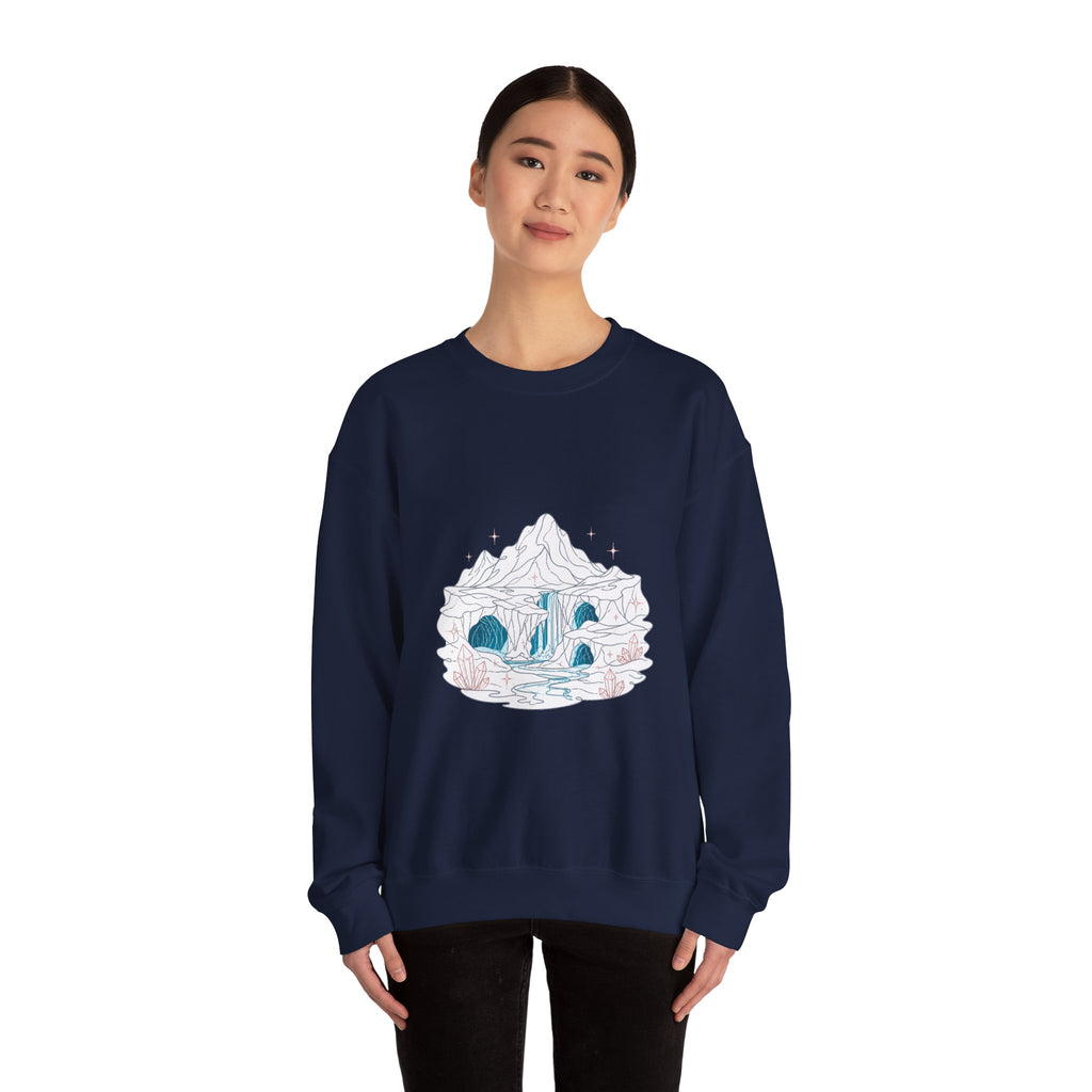 Matching Couple Sweatshirt - Volcano & Glacier Matching Couple Premium Fleece Sweatshirt Minimalist Art His Hers Christmas Gift - Design B