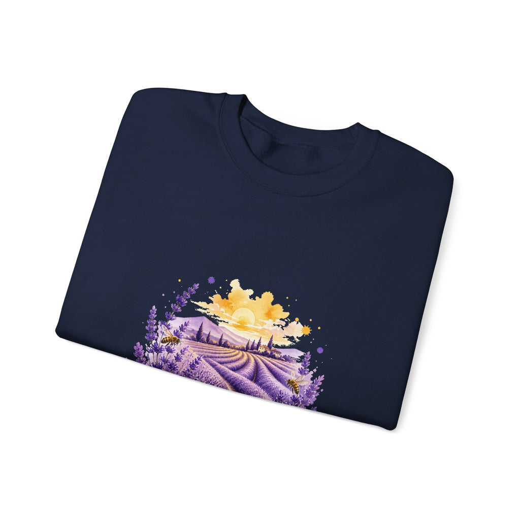 Matching Couple Sweatshirt - Lavender Fields & Canyon Matching Couple Premium Fleece Sweatshirt Watercolor Art His Hers Birthday Gift - Design A