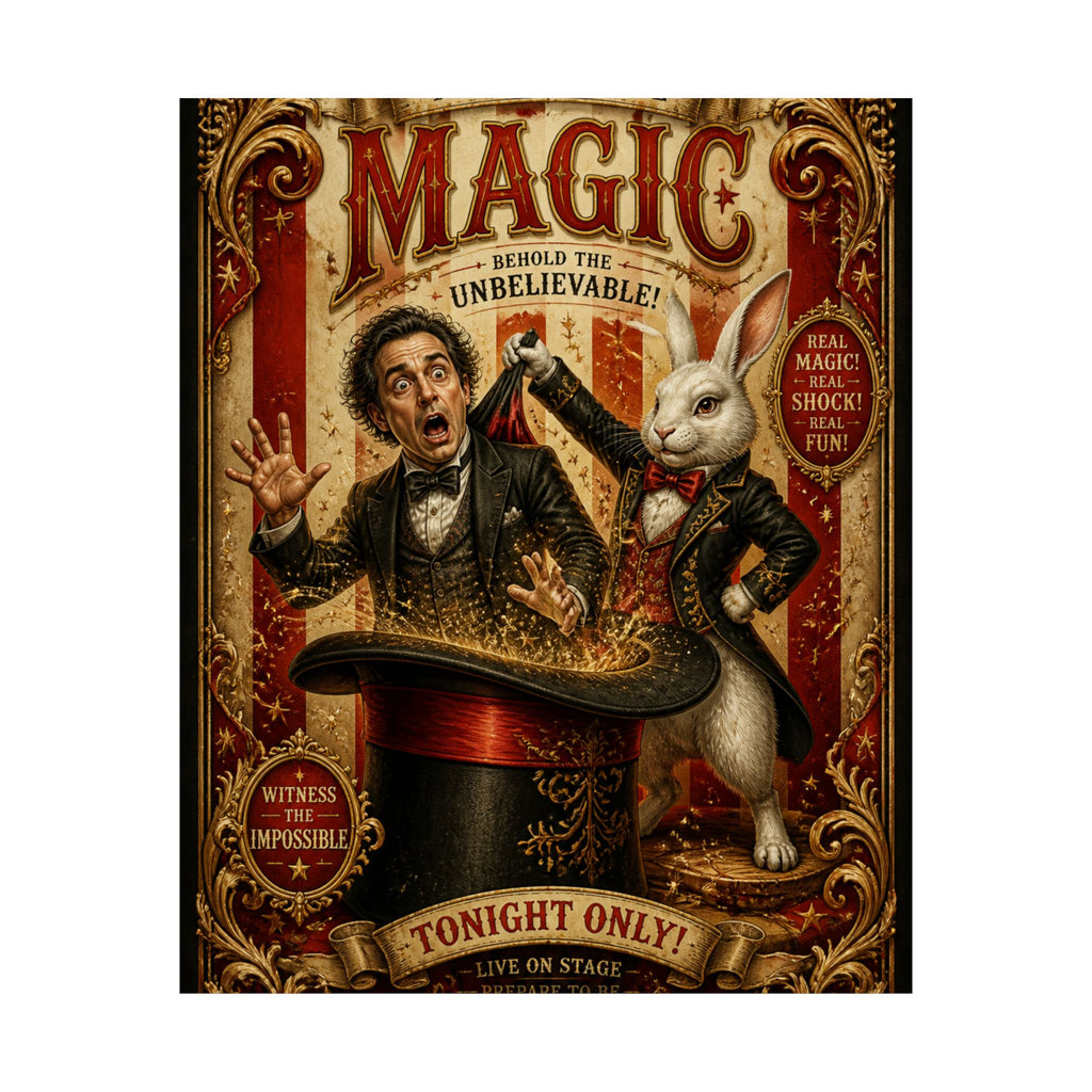 Magic Hat Rabbit Wall Art Poster 24×36 Baroque Studio Decor Maximalist Print