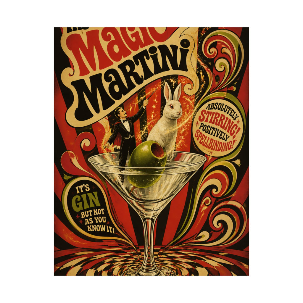 Martini Magician Wall Art Poster 18×24 Psychedelic Cafe Decor Maximalist Print