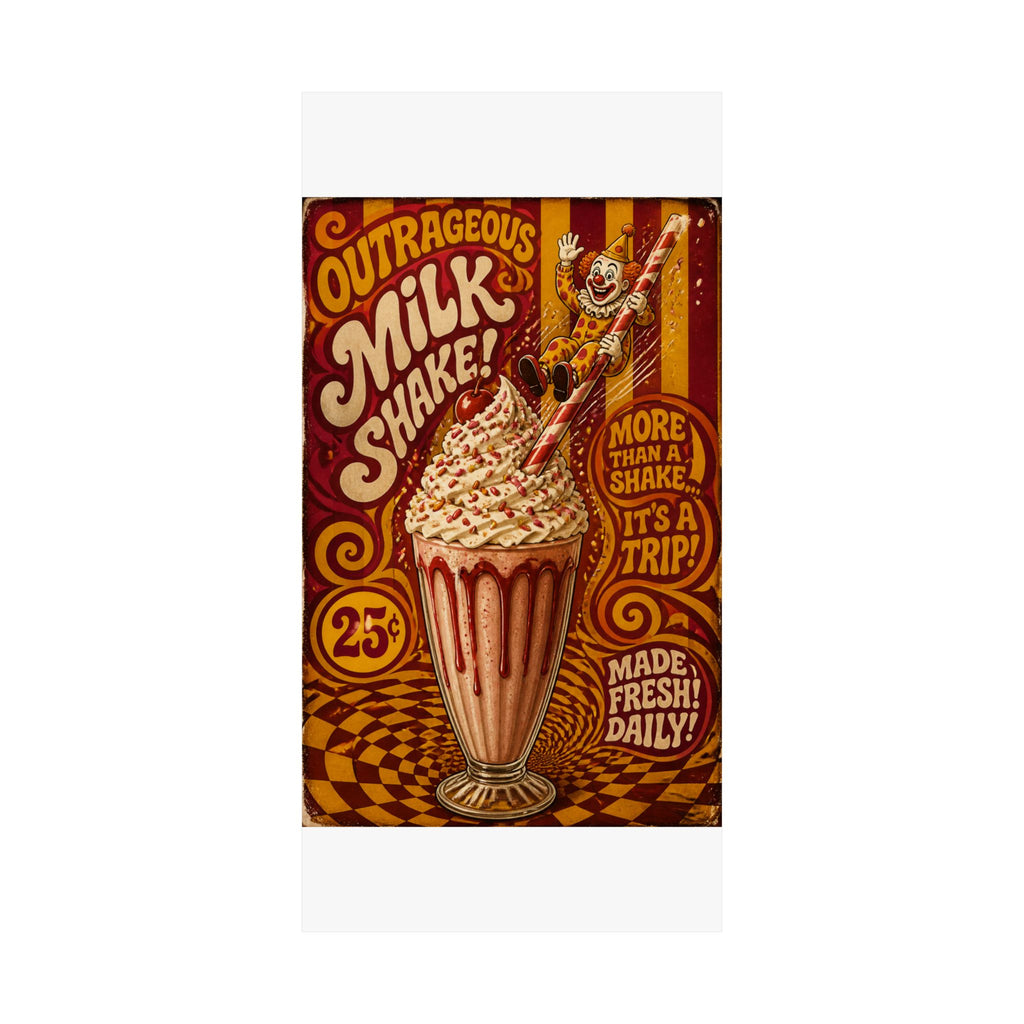 Milkshake Slide Clown Wall Art Poster 24×36 Psychedelic Dining Room Decor Maximalist Print