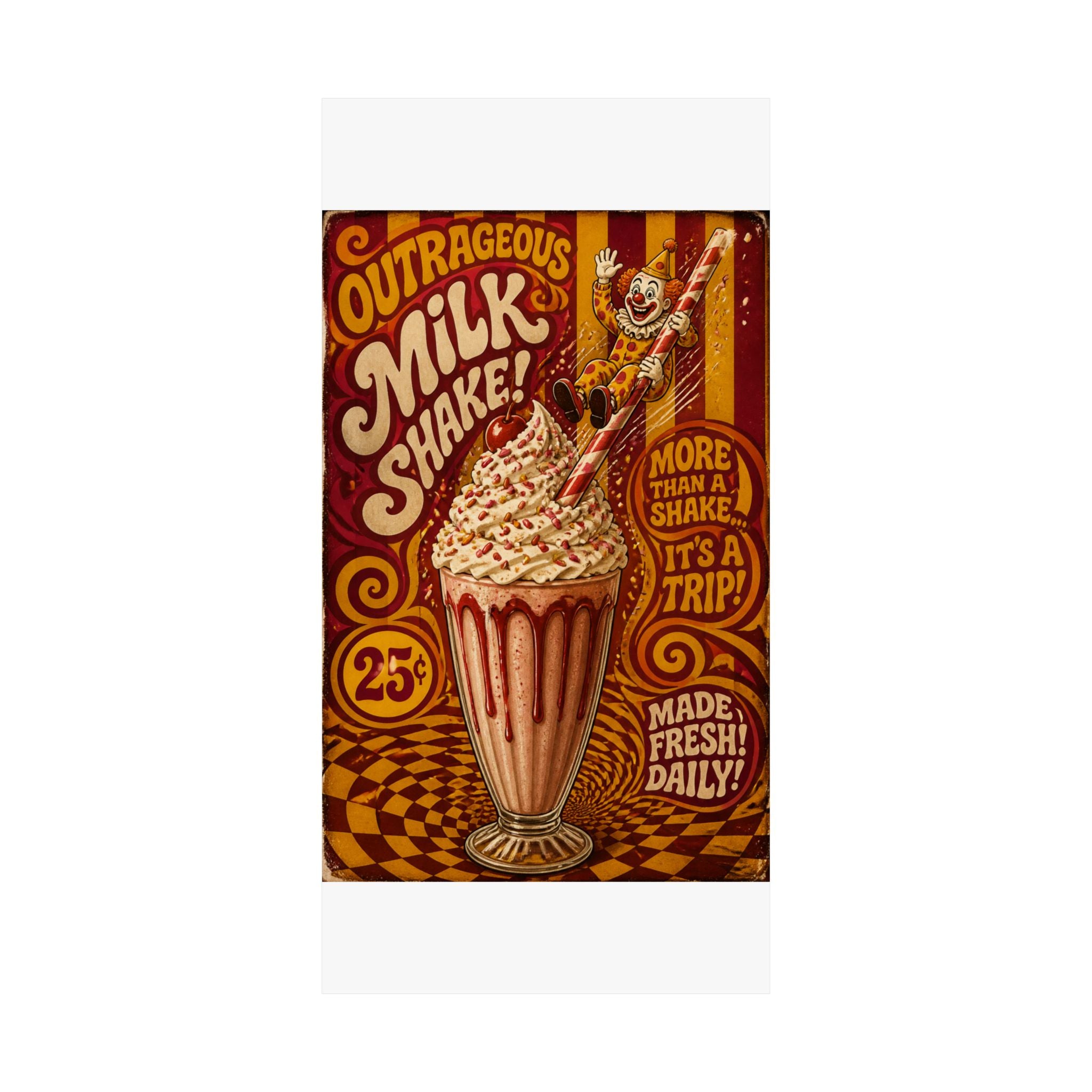 Milkshake Slide Clown Wall Art Poster 24×36 Psychedelic Dining Room Decor Maximalist Print