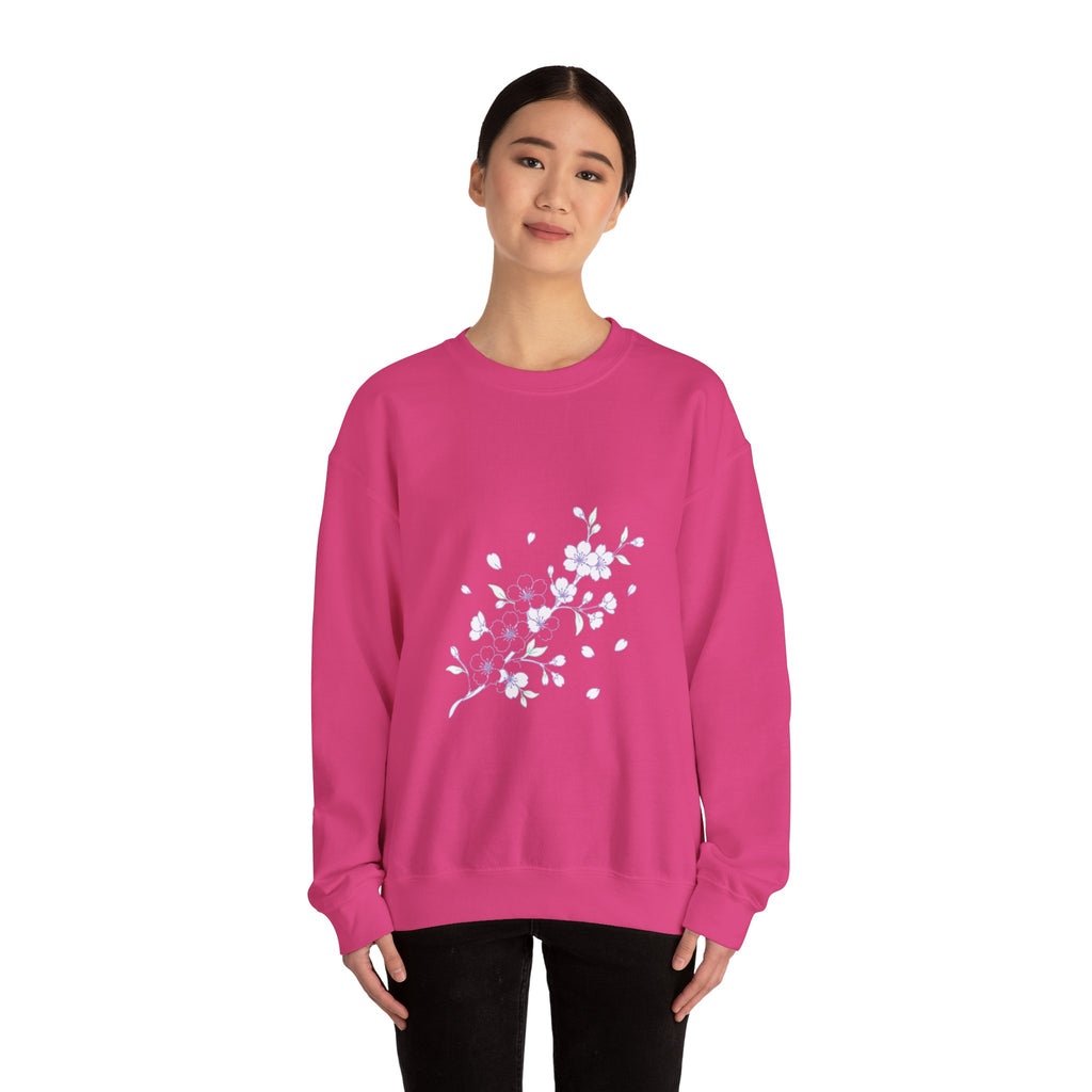 Matching Couple Sweatshirt - Cherry Blossom & Maple Leaf Matching Couple Crewneck Sweatshirt Minimalist Art His Hers Valentine Gift - Design A