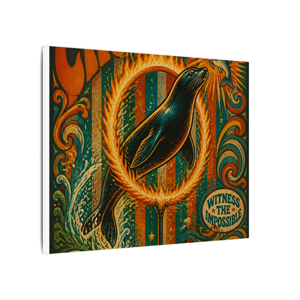 Seal Fire Hoop Wall Art Canvas 16×20 Psychedelic Cafe Decor Maximalist Print
