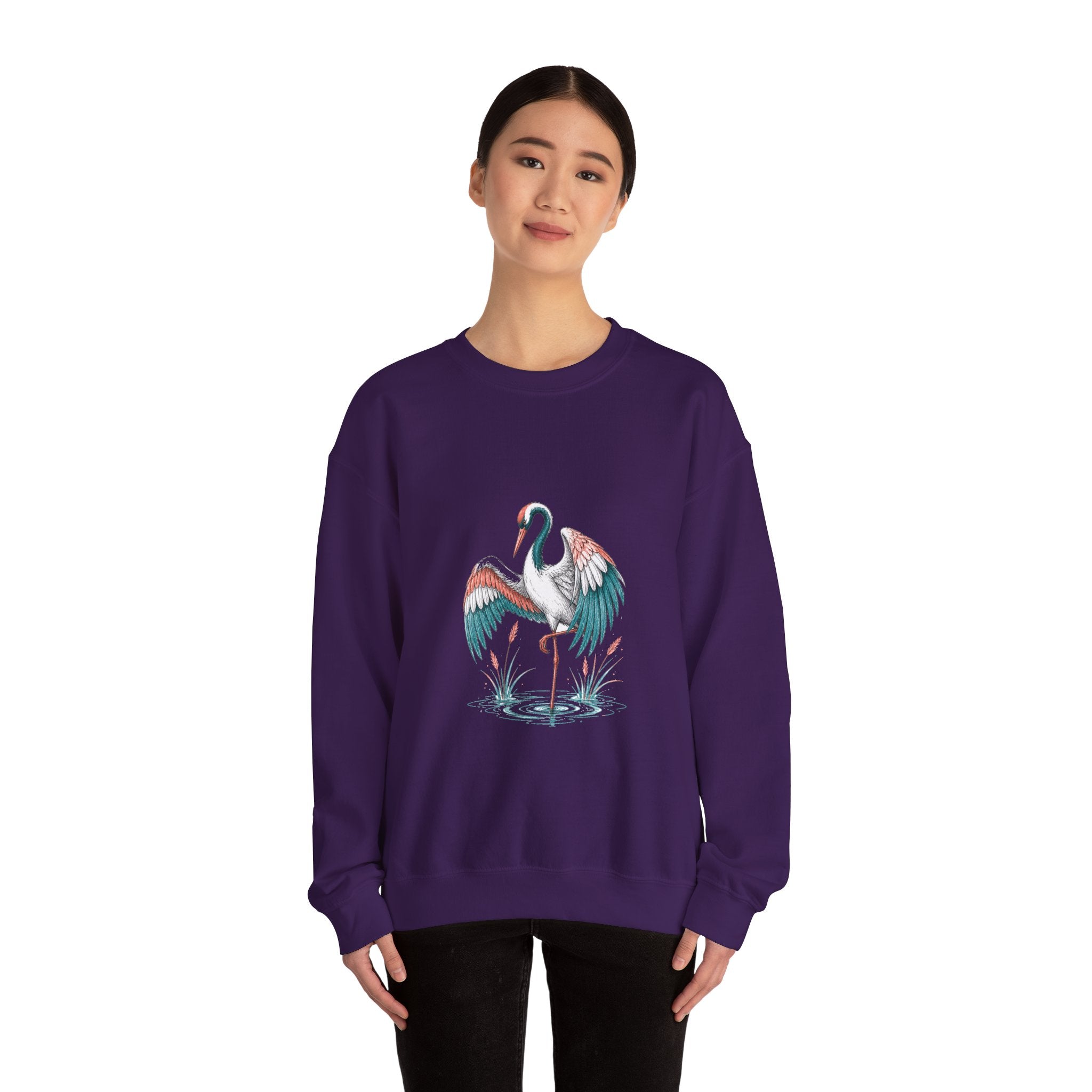 Matching Couple Sweatshirt - Tiger & Crane Matching Couple Comfort Colors Crew Hand-Drawn Art His Hers Anniversary Gift - Design B