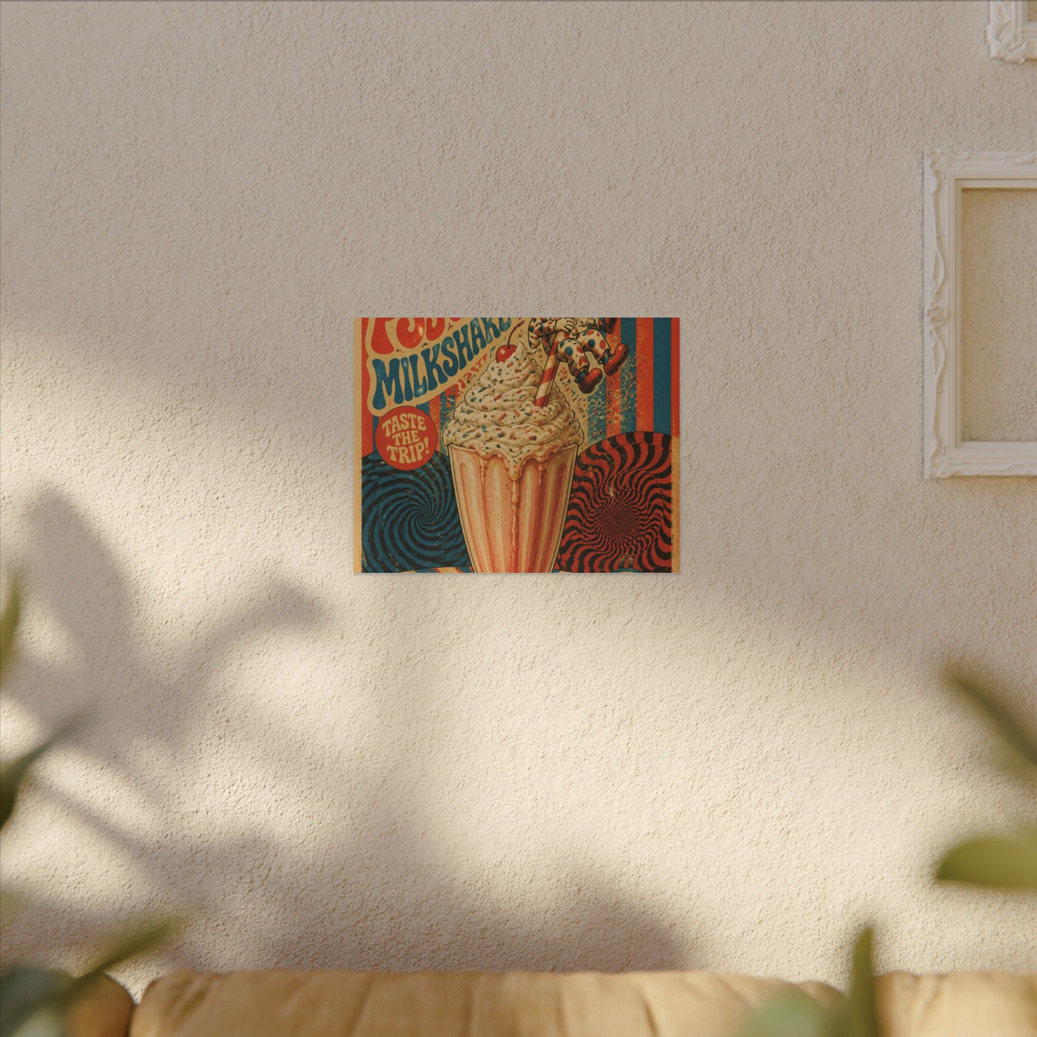 Milkshake Slide Clown Wall Art Canvas 24×36 Psychedelic Dining Room Decor Maximalist Print