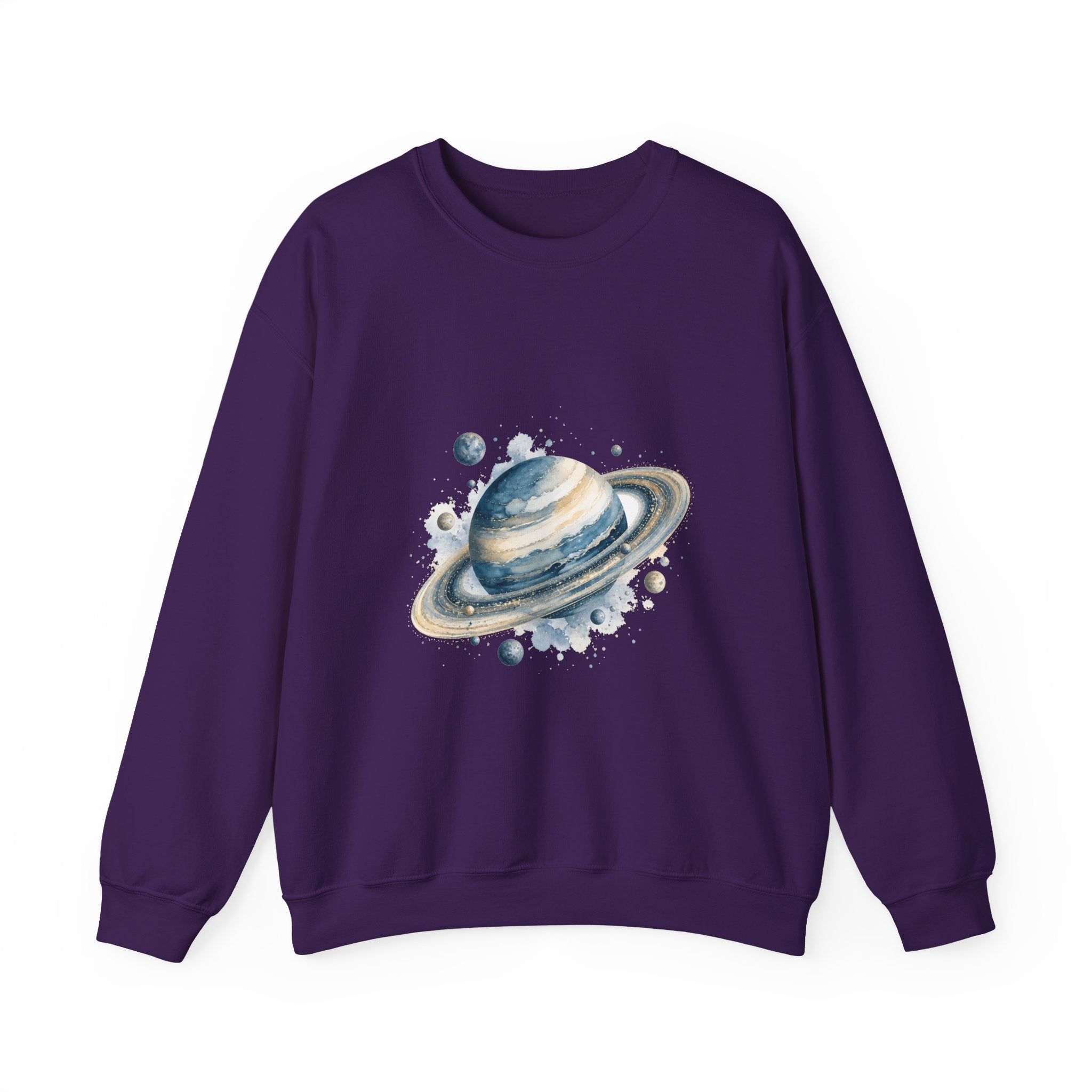 Matching Couple Sweatshirt - Astronaut & Planet Matching Couple Crewneck Sweatshirt Watercolor Art His Hers Engagement Gift - Design B