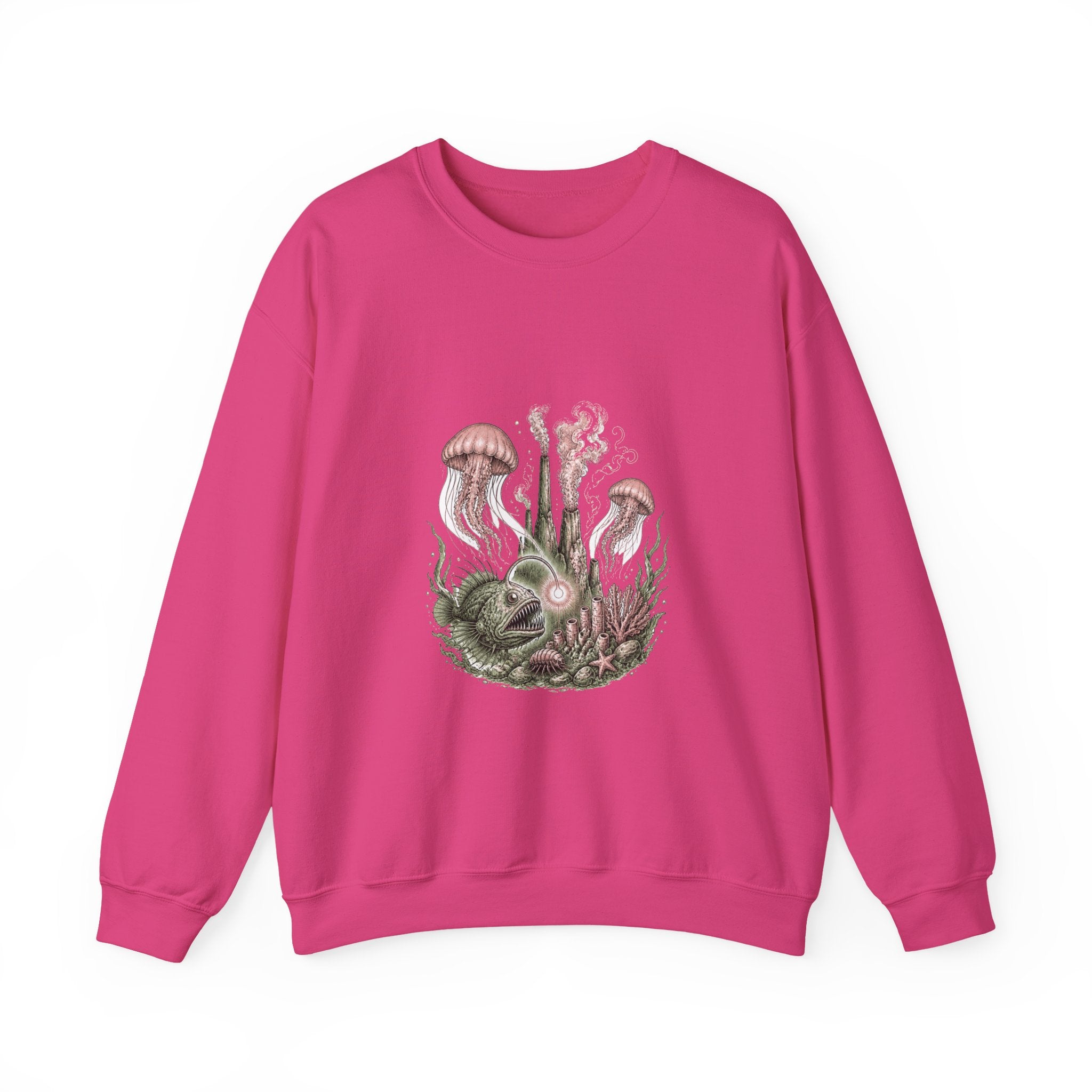 Matching Couple Sweatshirt - Coral Reef & Deep Sea Matching Couple Crewneck Sweatshirt Hand-Drawn Art His Hers Best Friend Gift - Design B