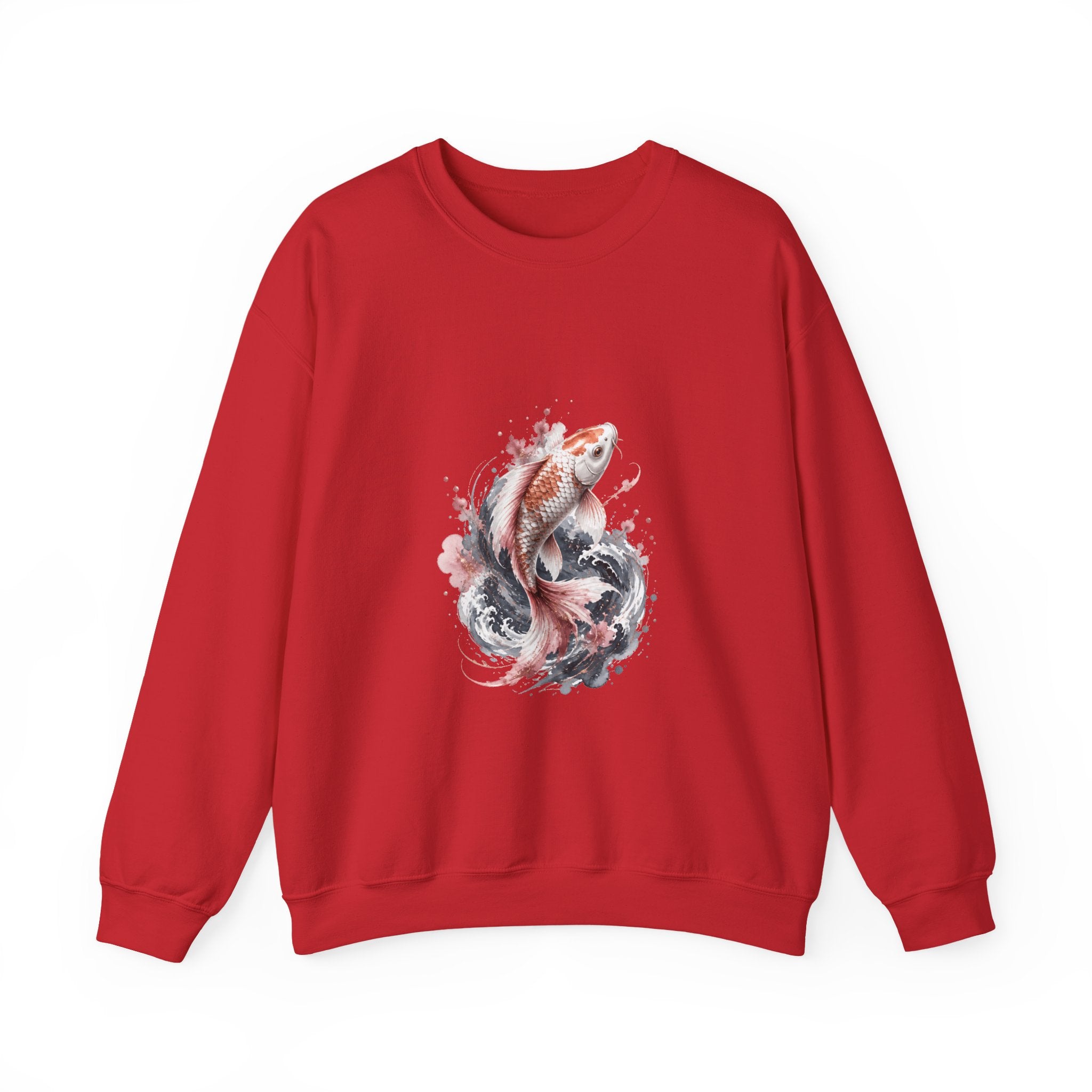 Matching Couple Sweatshirt - Koi Fish Yin Yang Matching Couple Crewneck Sweatshirt Watercolor Art His Hers Engagement Gift - Design A