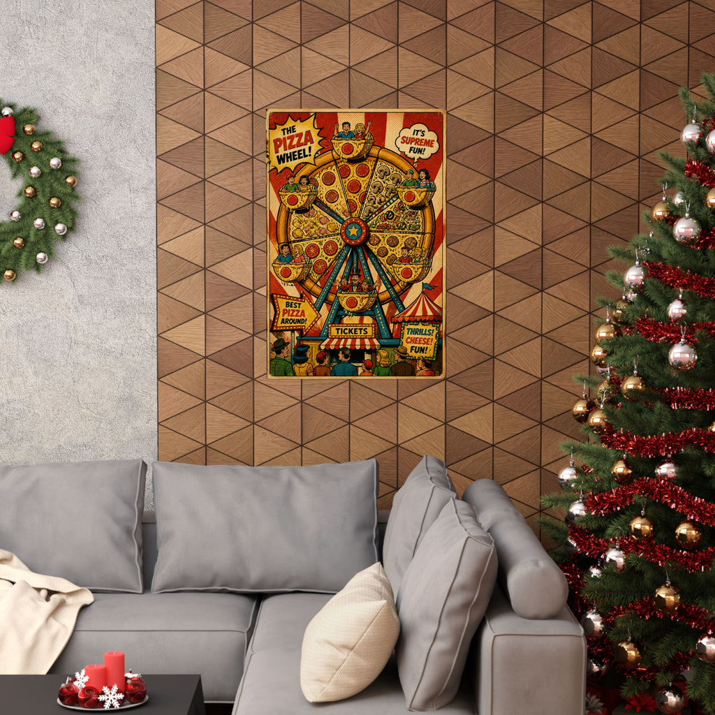 Pizza Ferris Wheel Wall Art Poster 18×24 Pop Art Living Room Decor Maximalist Print